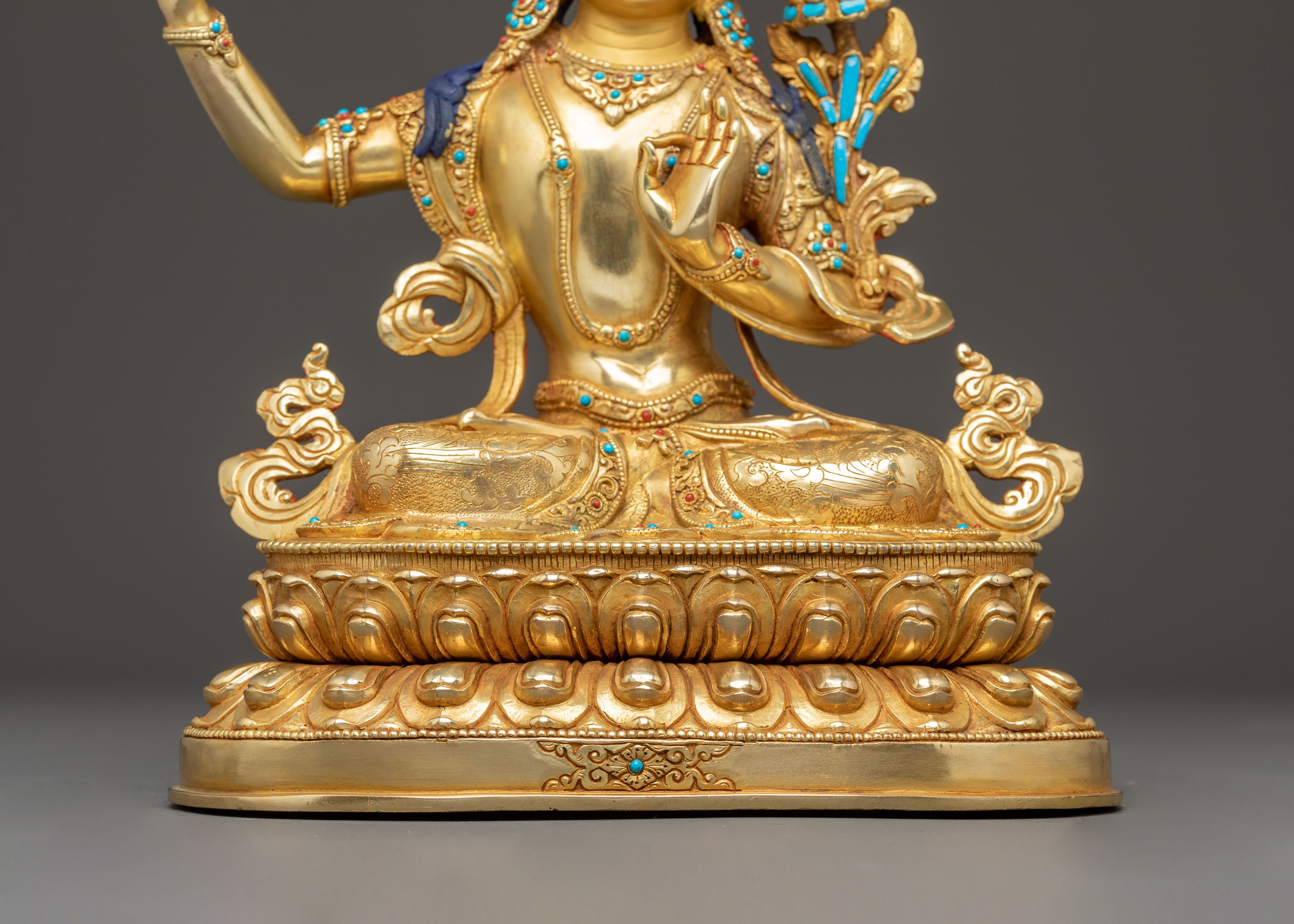 Handmade Sculpture of Manjushri, the Wisdom Bodhisattva | Nepali Crafted Icon