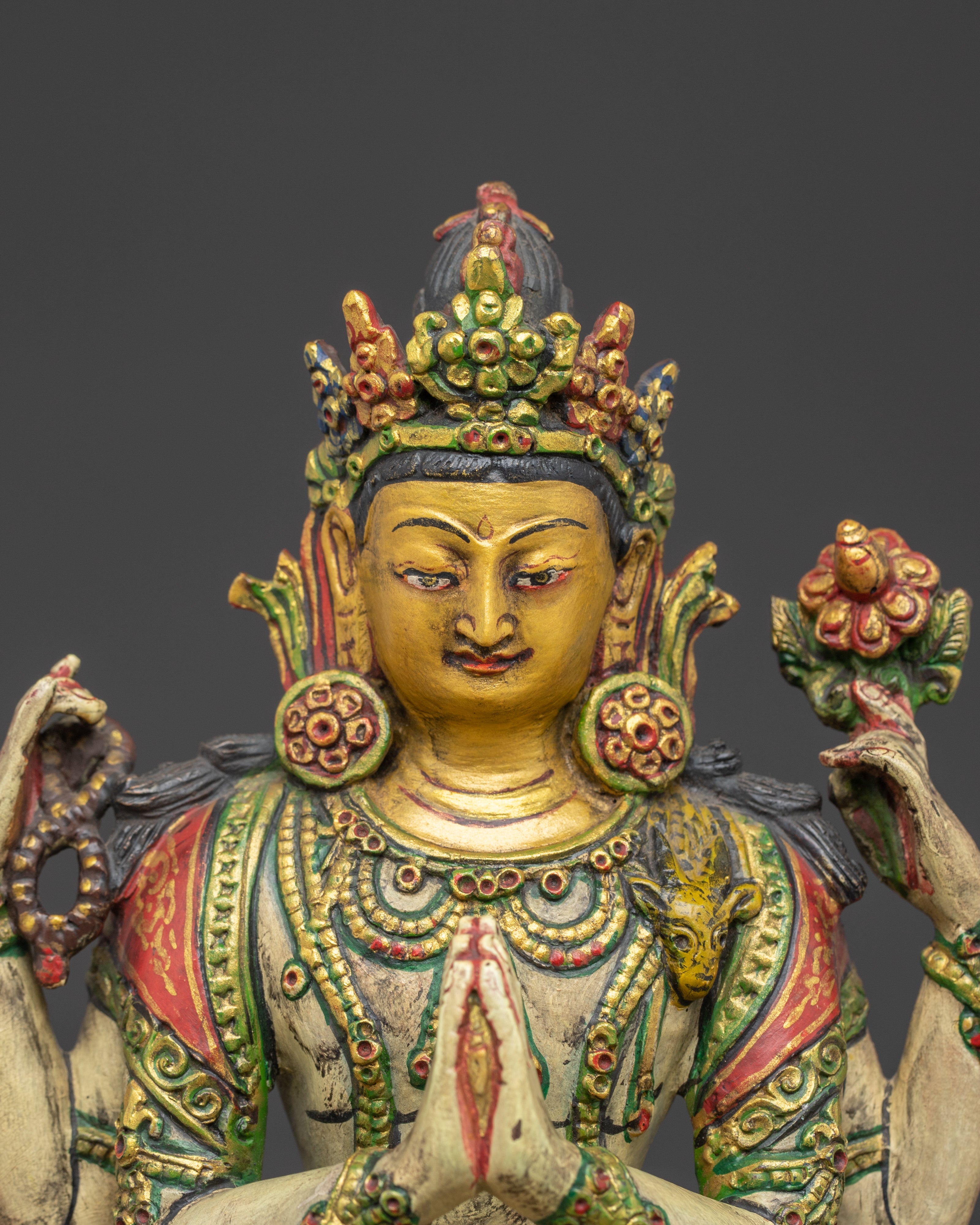 Tibetan Chenrezig Figurine: Lord of Compassion | Meditation Altar Decor