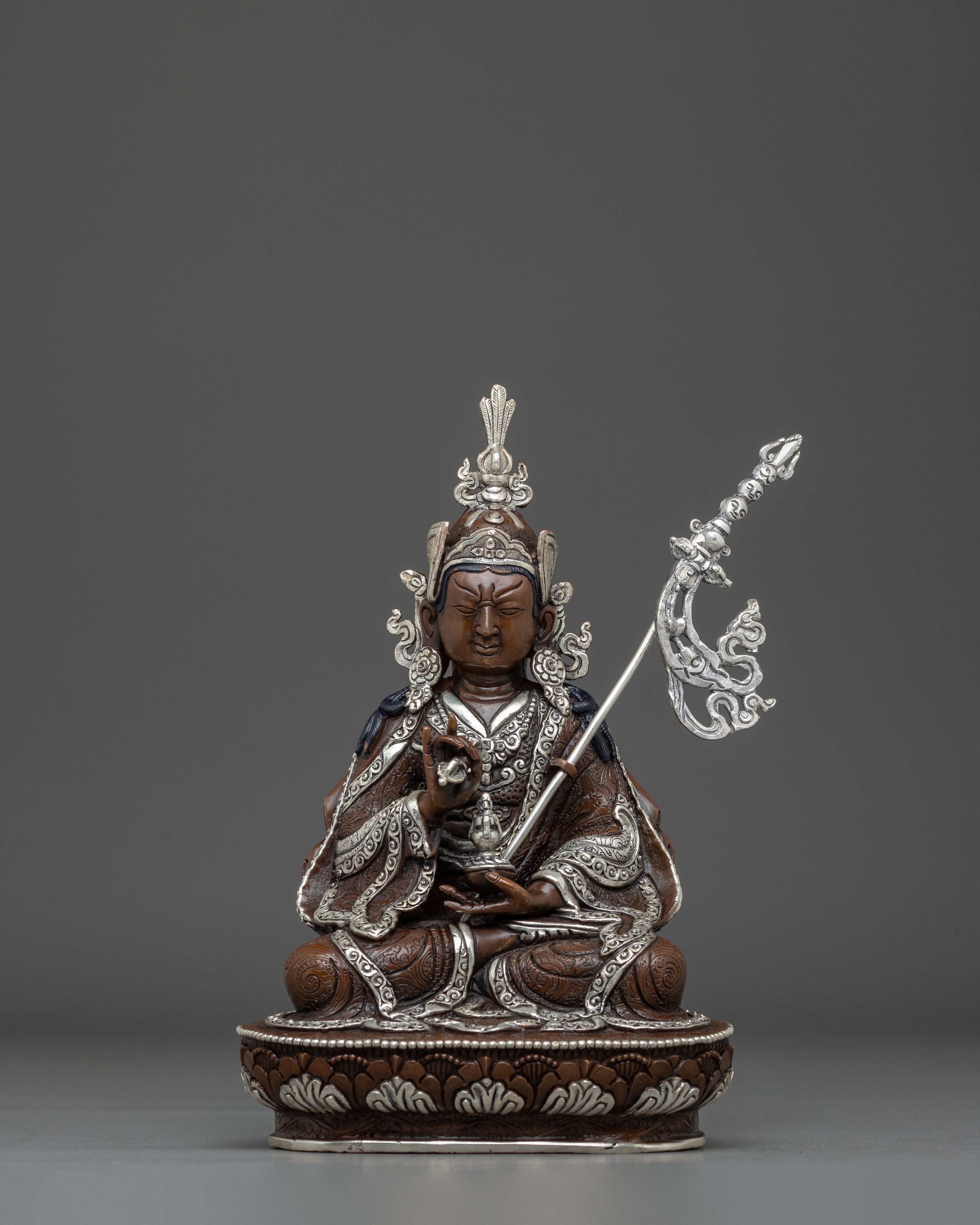 Handmade Oxidized Himalayan Guru Tsokye Statue | Meditation, Spiritual Decor