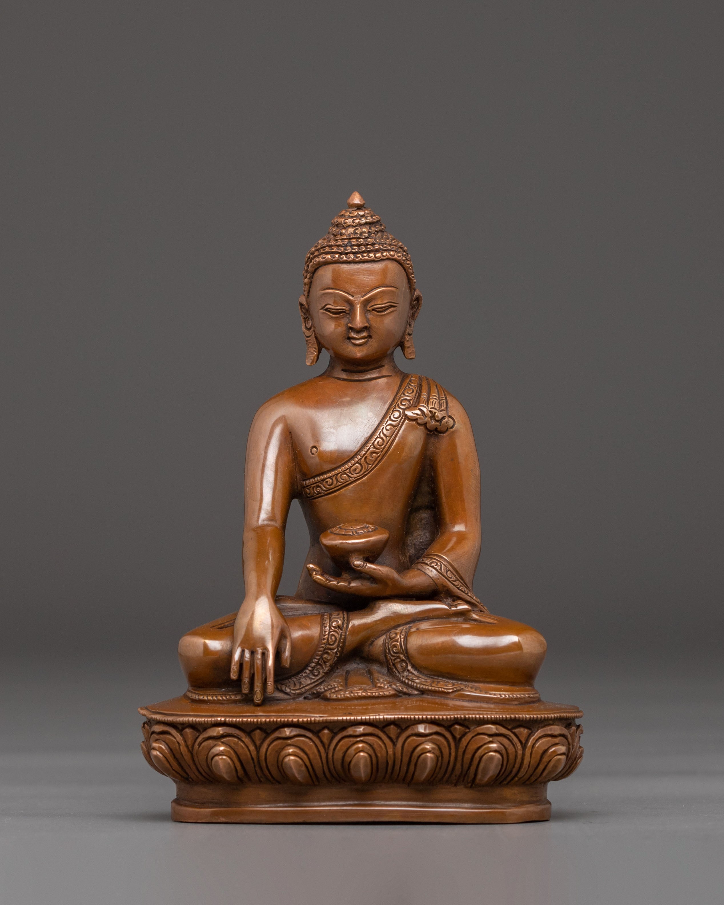 Handcrafted Oxidized Copper Statue of Wisdom Icon Shakyamuni Buddha