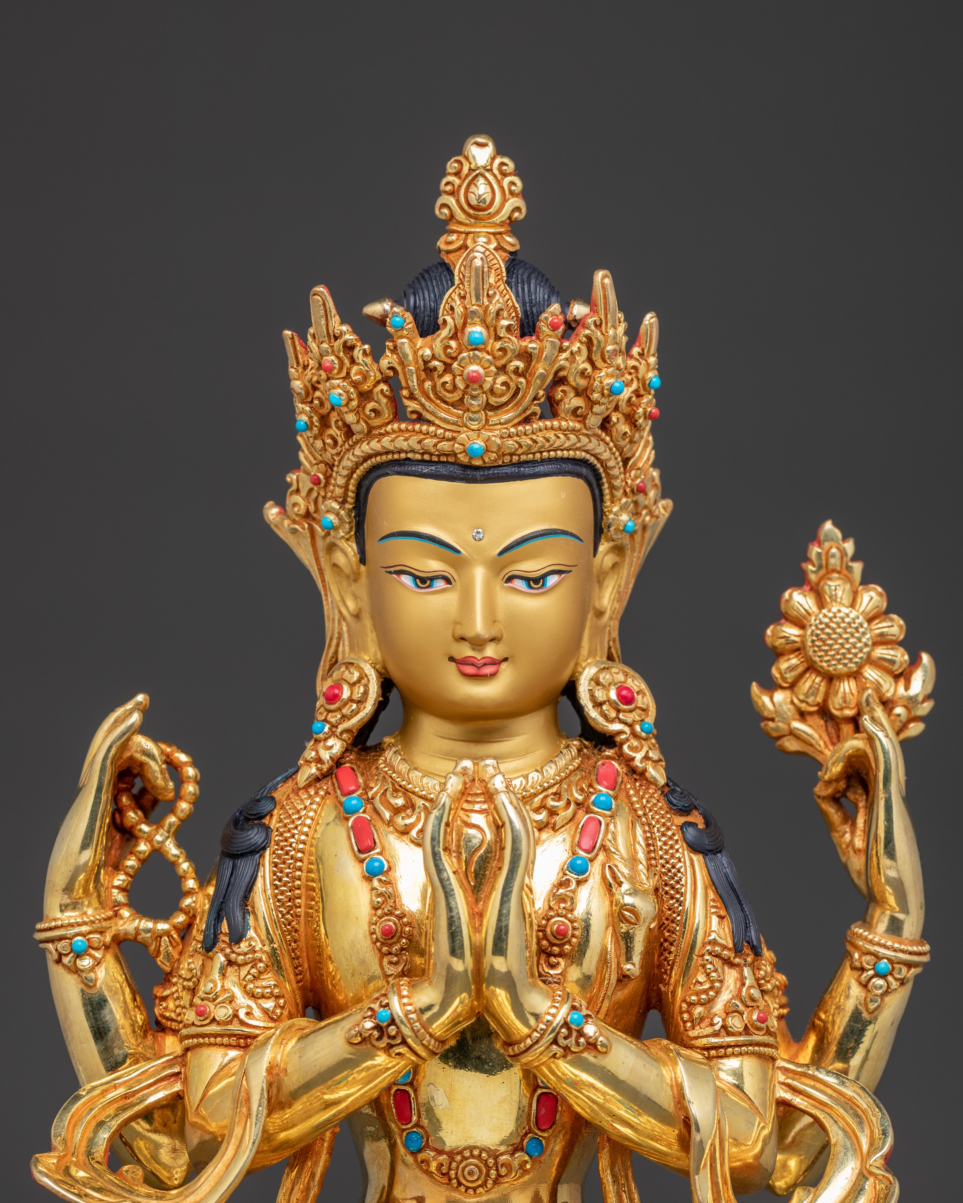 Handcrafted Statue of Four Armed Chenrezig | Avalokiteshvara