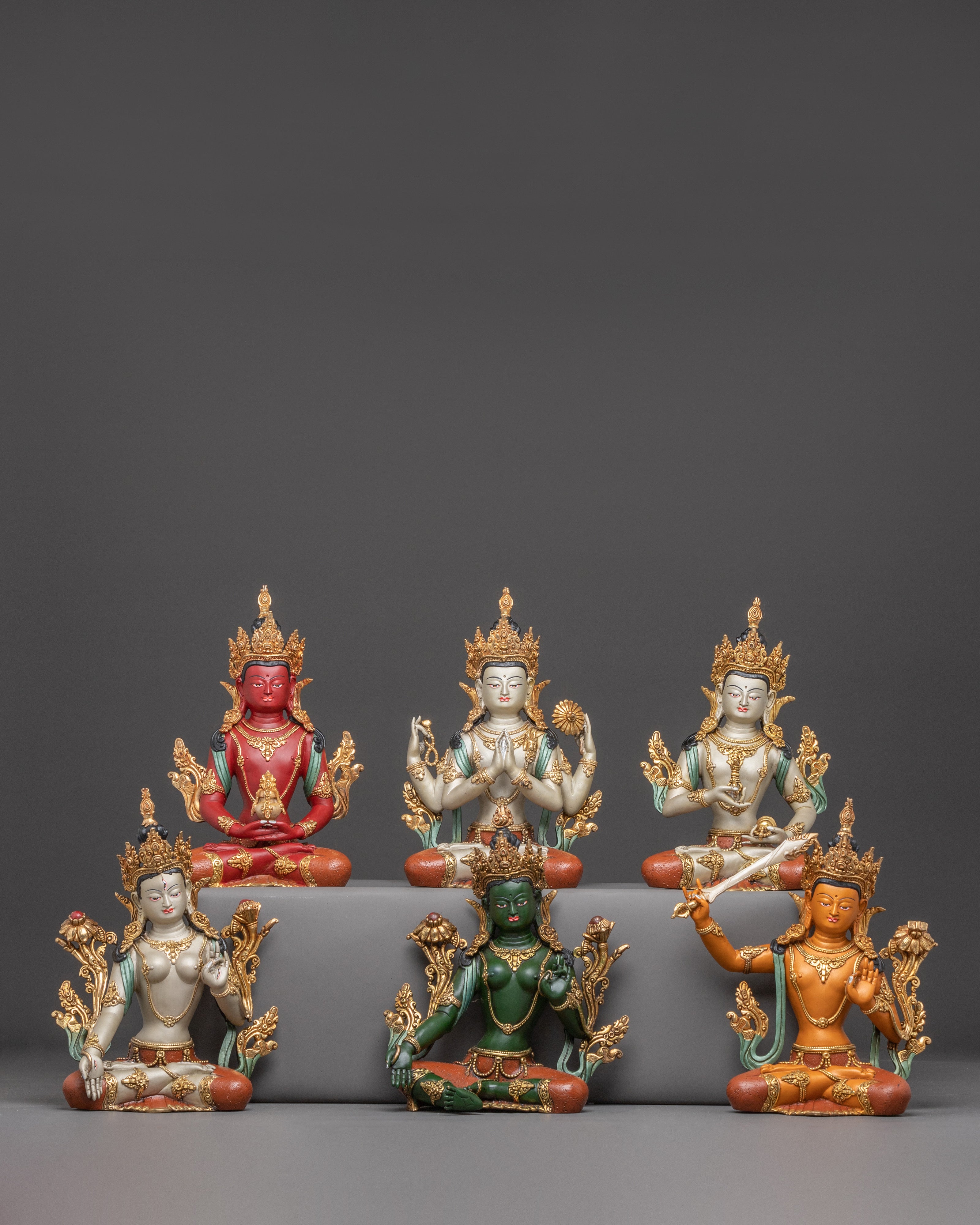 Handcrafted Golden Sculpture of Bodhisattva Set | Symbol of Compassion
