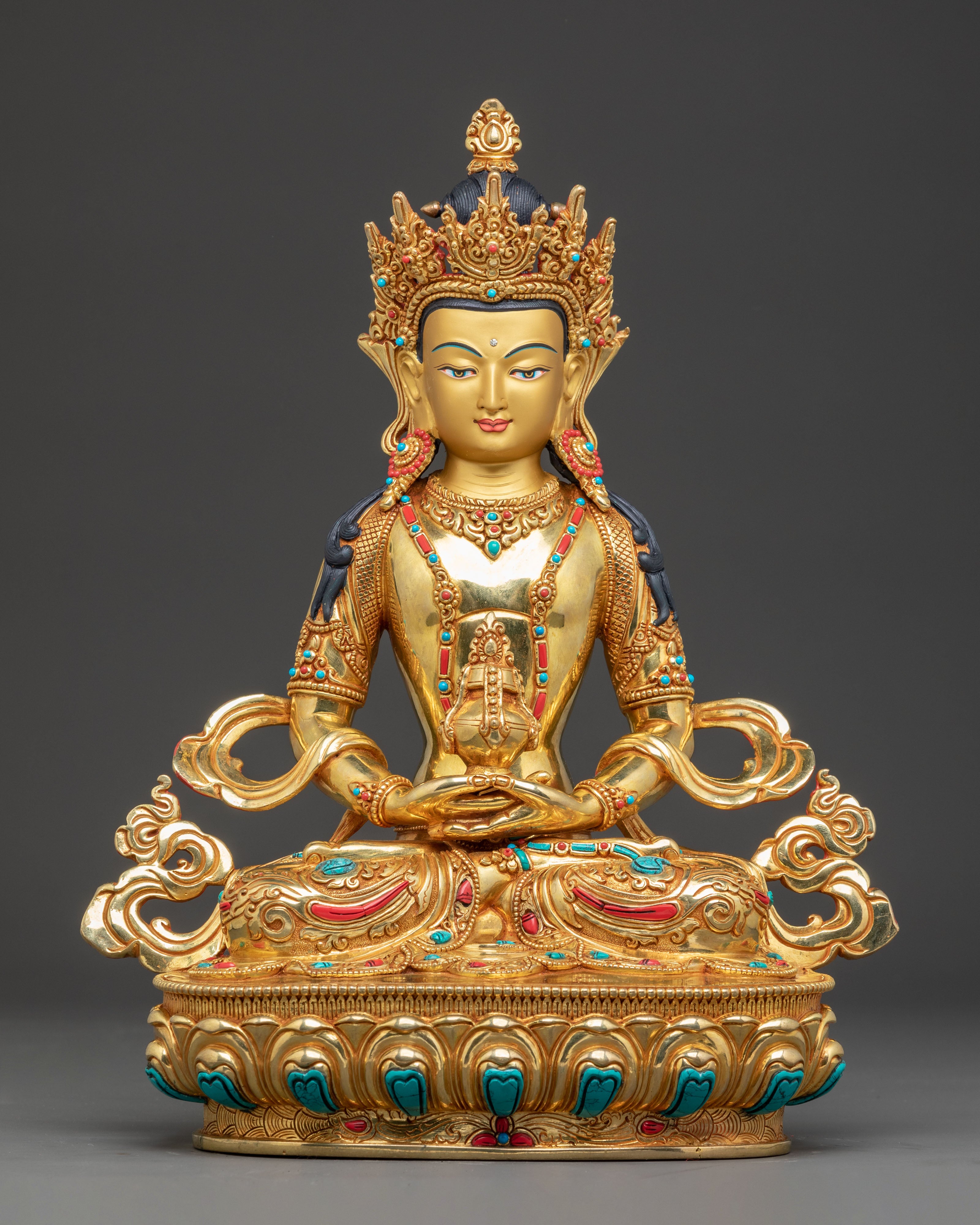 Radiant Statue of Healing Buddha Amitayus | Traditional Himalayan Art