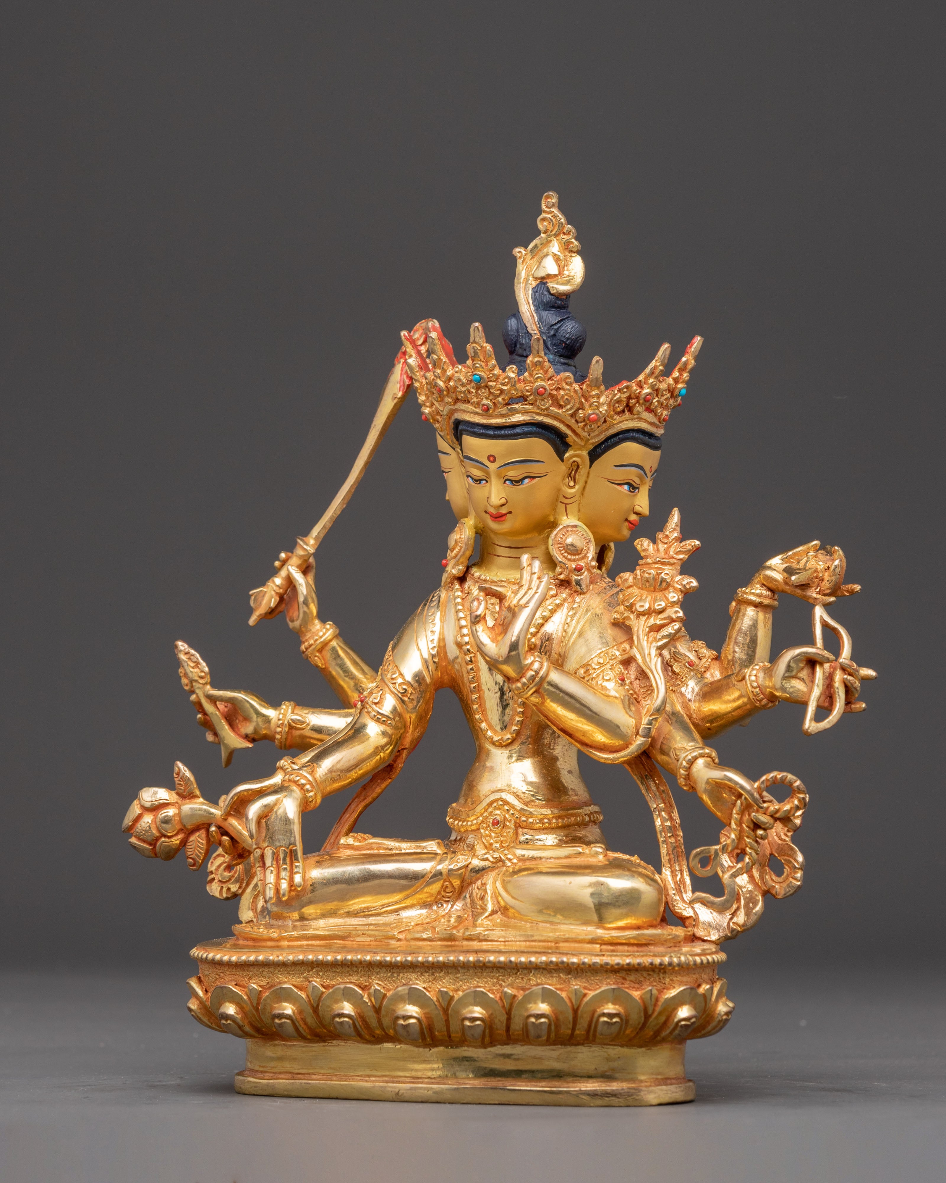 Vajrayana Maha Manjushri Copper Figurine | Symbol of Transcendent Wisdom