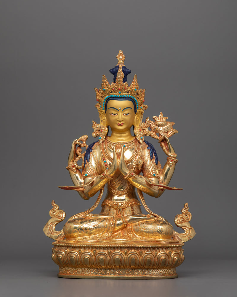 13-2-inches-gold-gilded-chenrezig