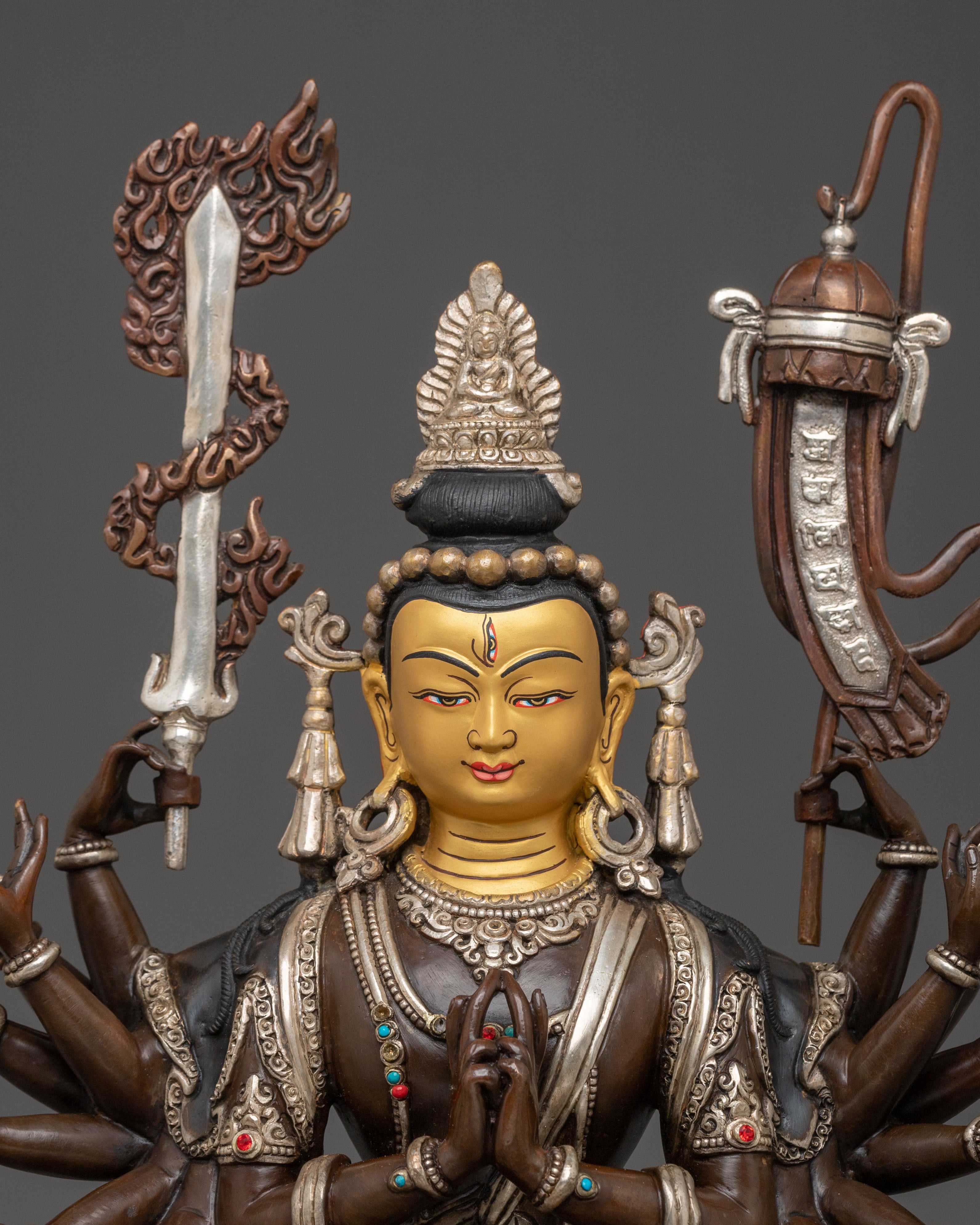 Chundi Sacred Statue: Handcrafted Oxidized Copper
