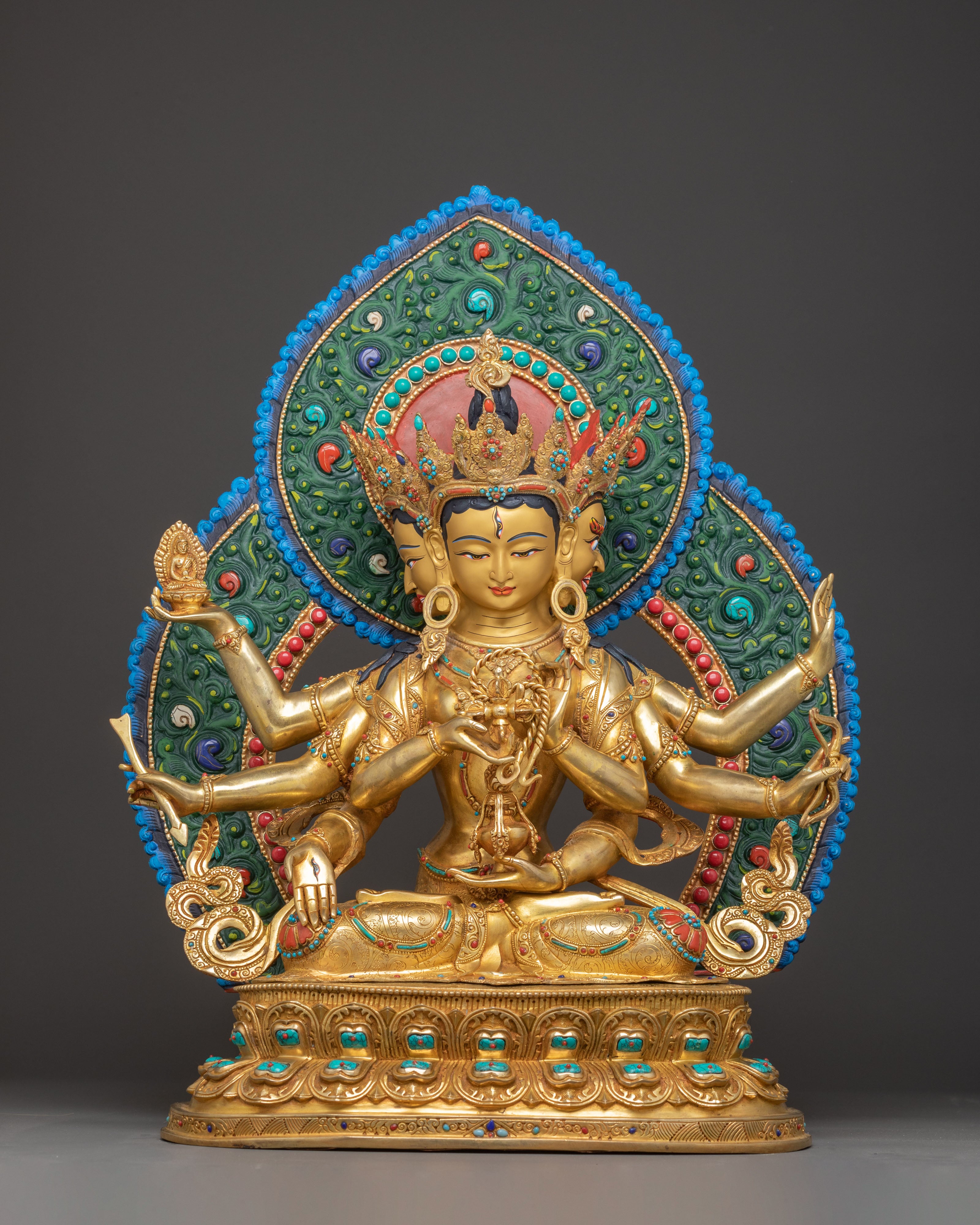 多腕の金属製神像Gold Plated Namgyal Statue 多腕の金属製神像Gold Plated Namgyal Statue 工芸品