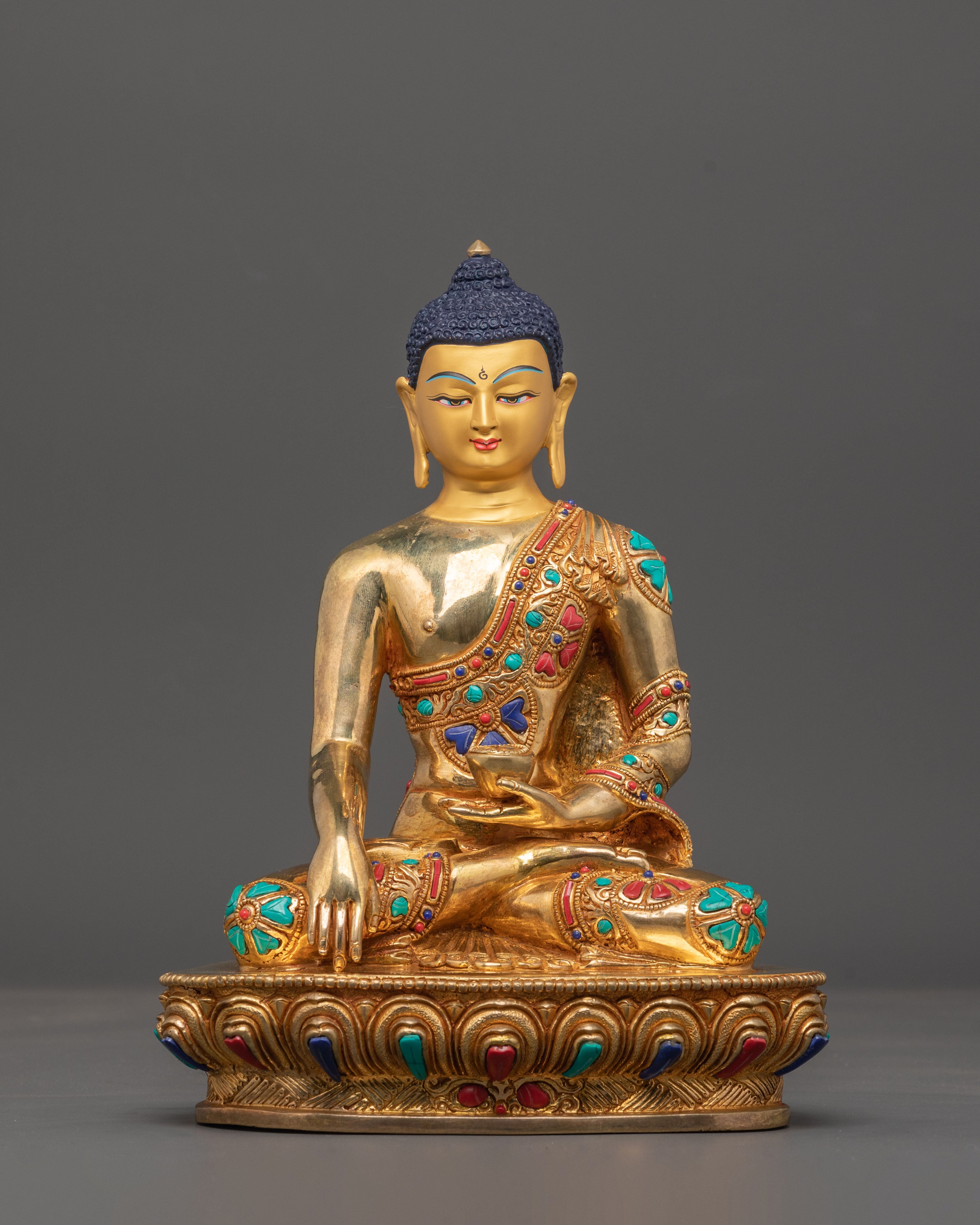 Golden Shakyamuni Buddha, Handmade Himalayan Sculpture | Mindfulness Home Decor