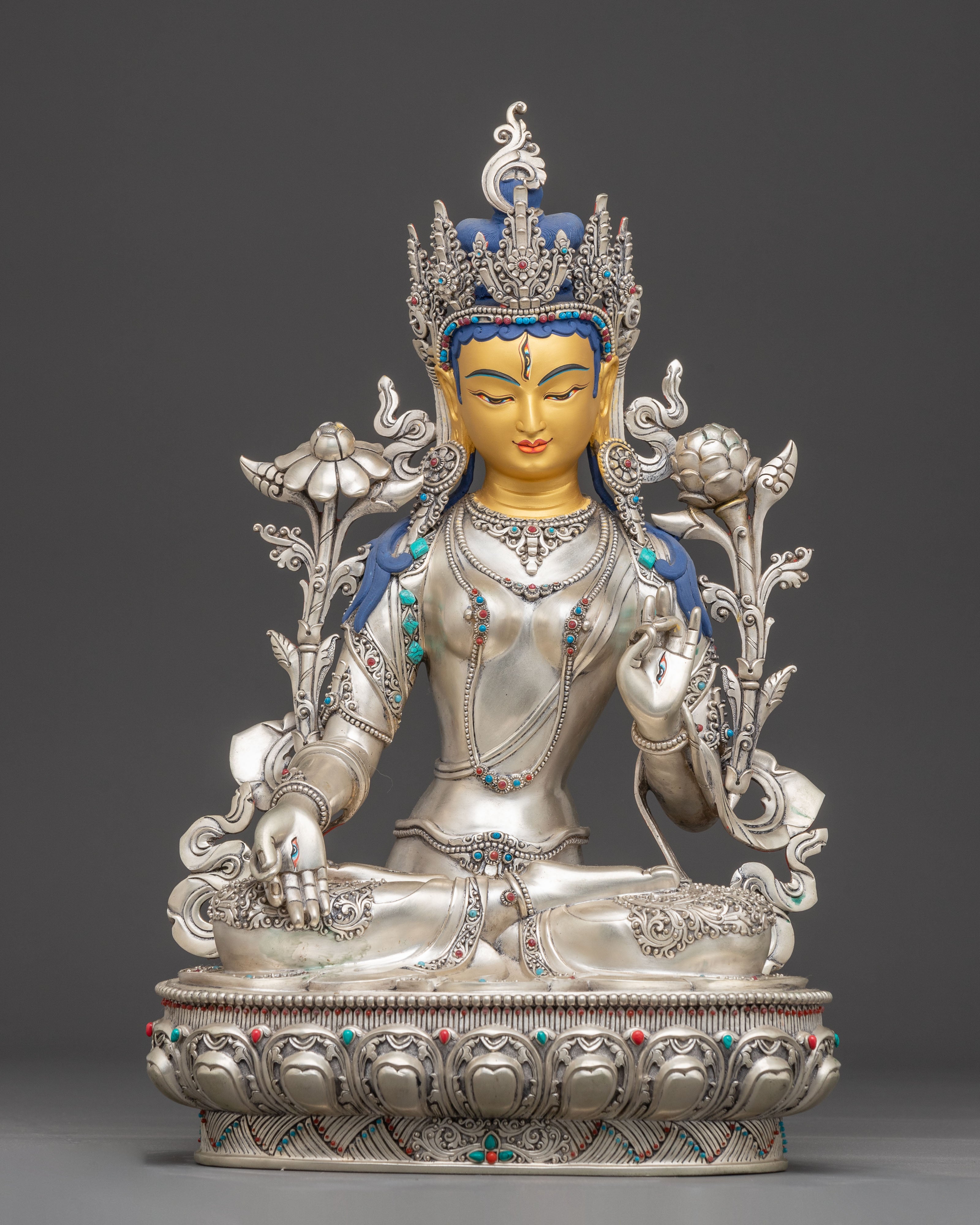 White Tara Figurine: Tibetan Healing Deity | Meditation & Altar Decor