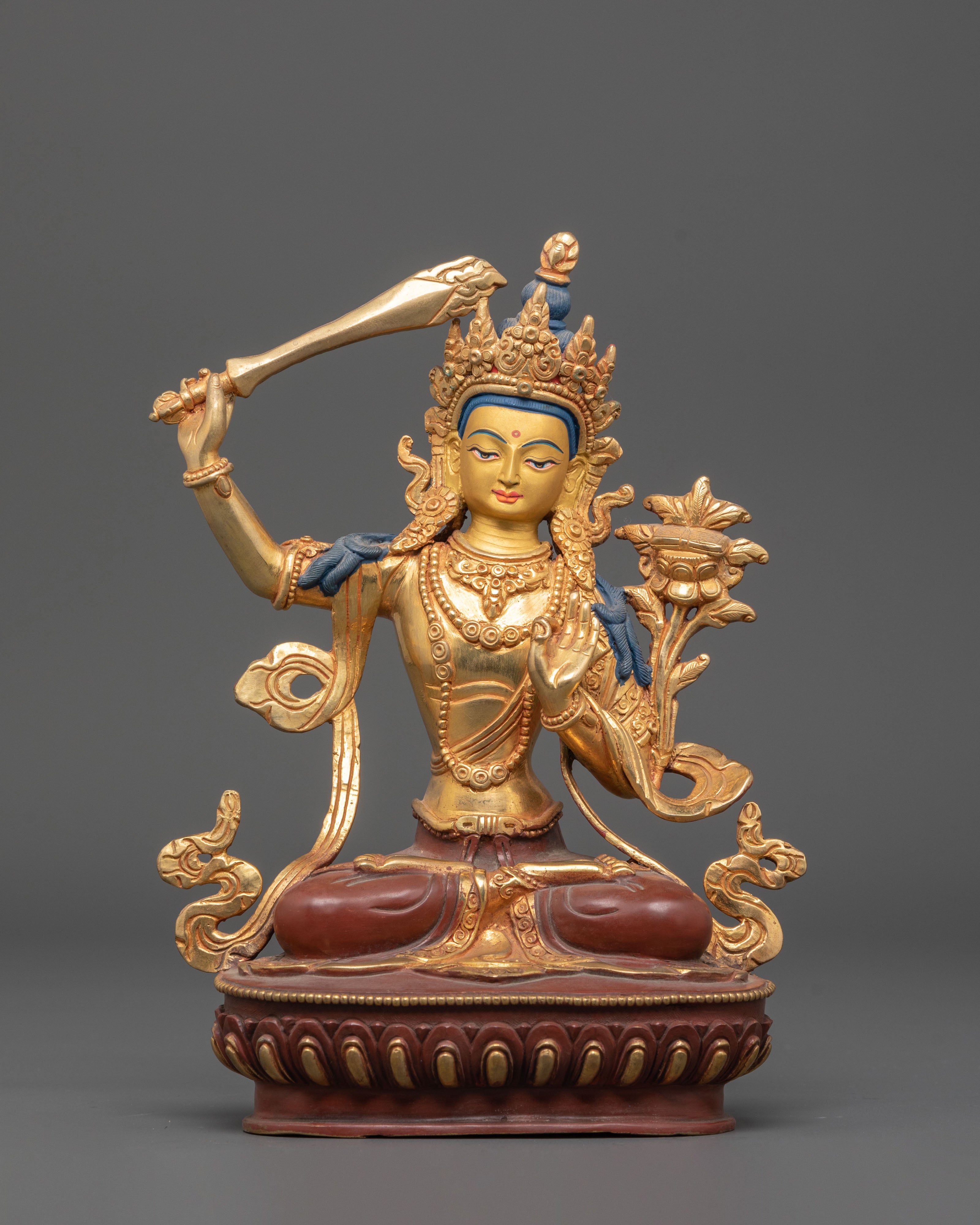 Manjushri Guardian of Knowledge Handcrafted Nepali Figure 