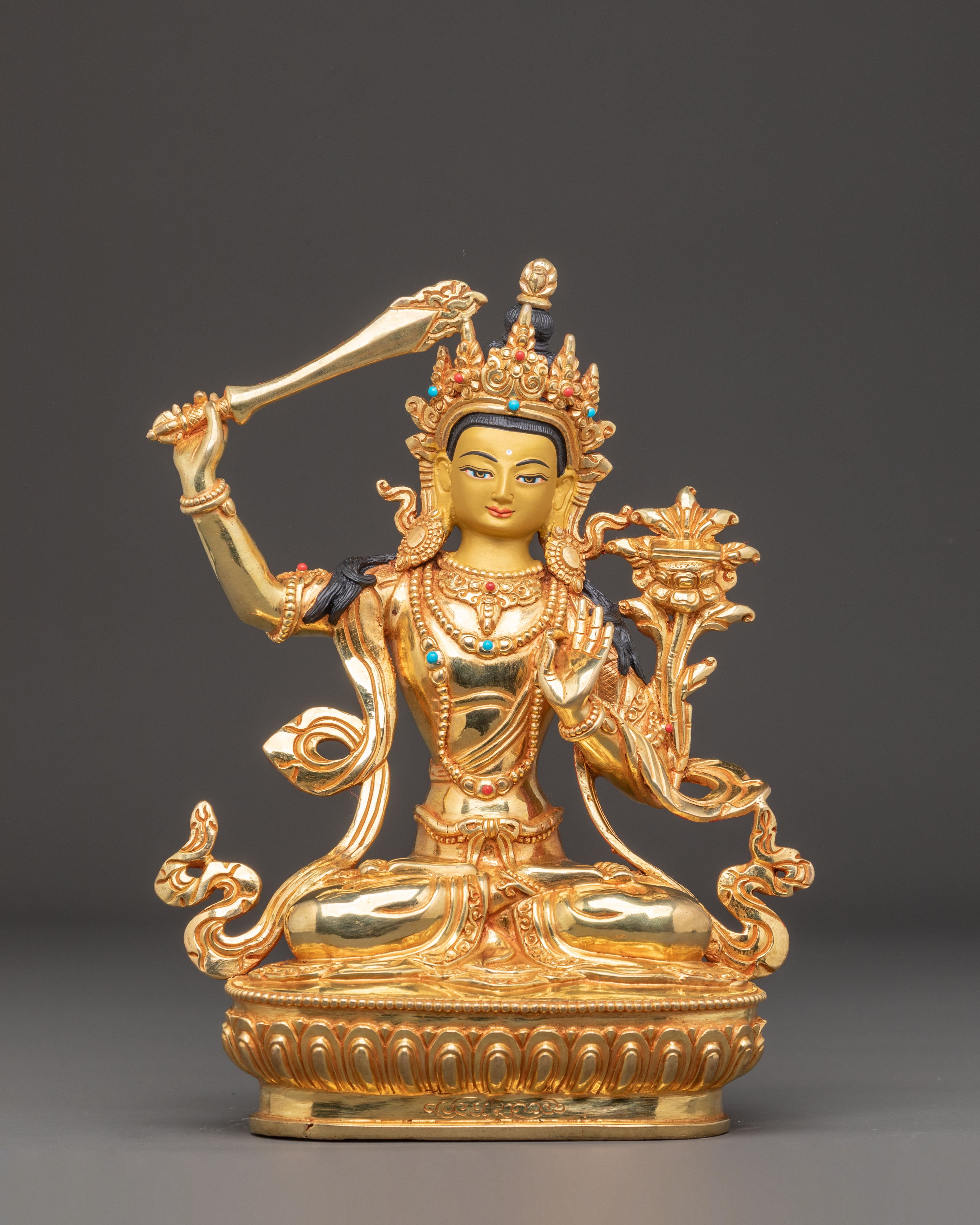 Handcrafted Copper Art of Bodhisattva Manjushri