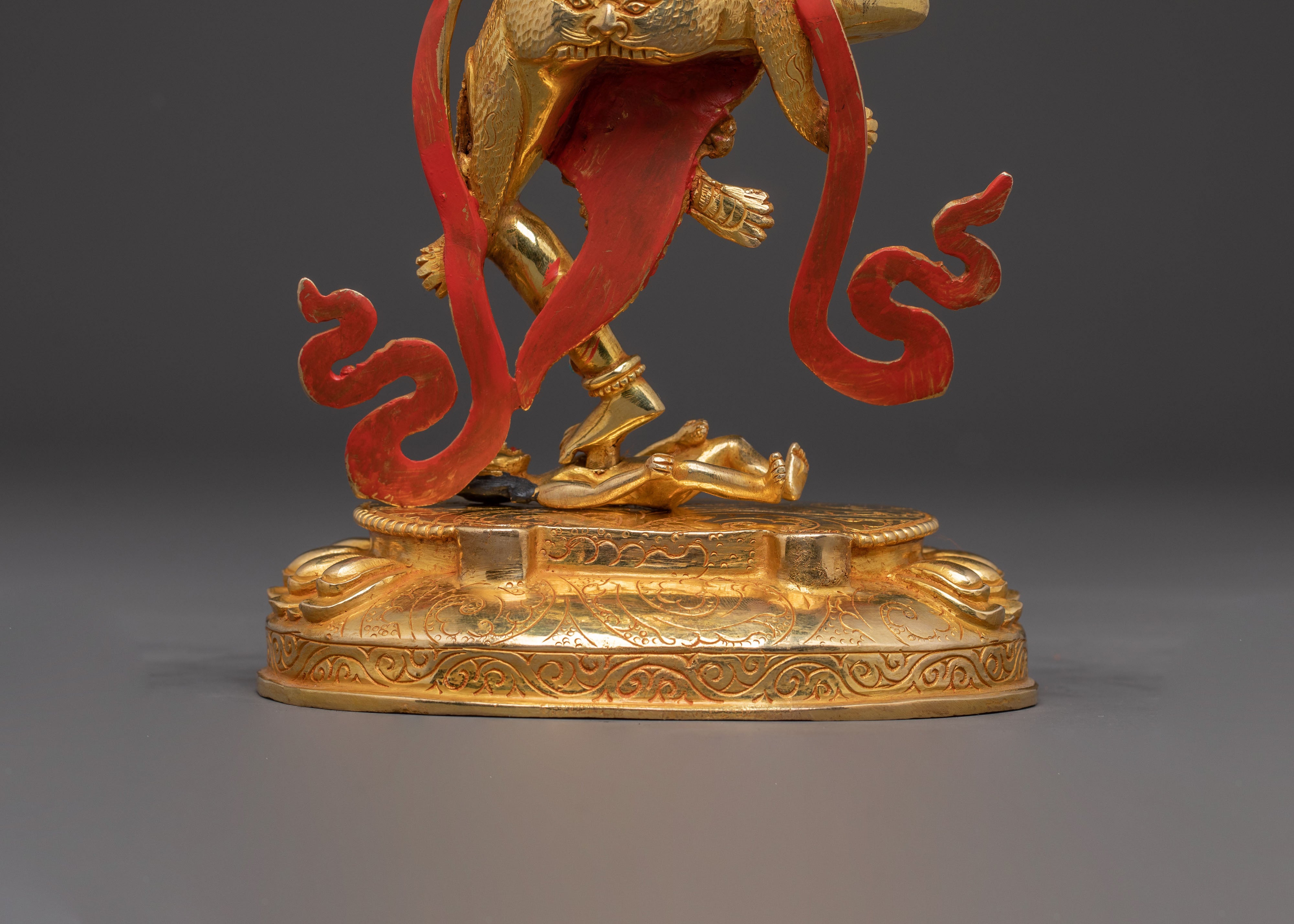 Shimha Mukha Protection Statue | Handcrafted 24K Gold Gilded Artwork