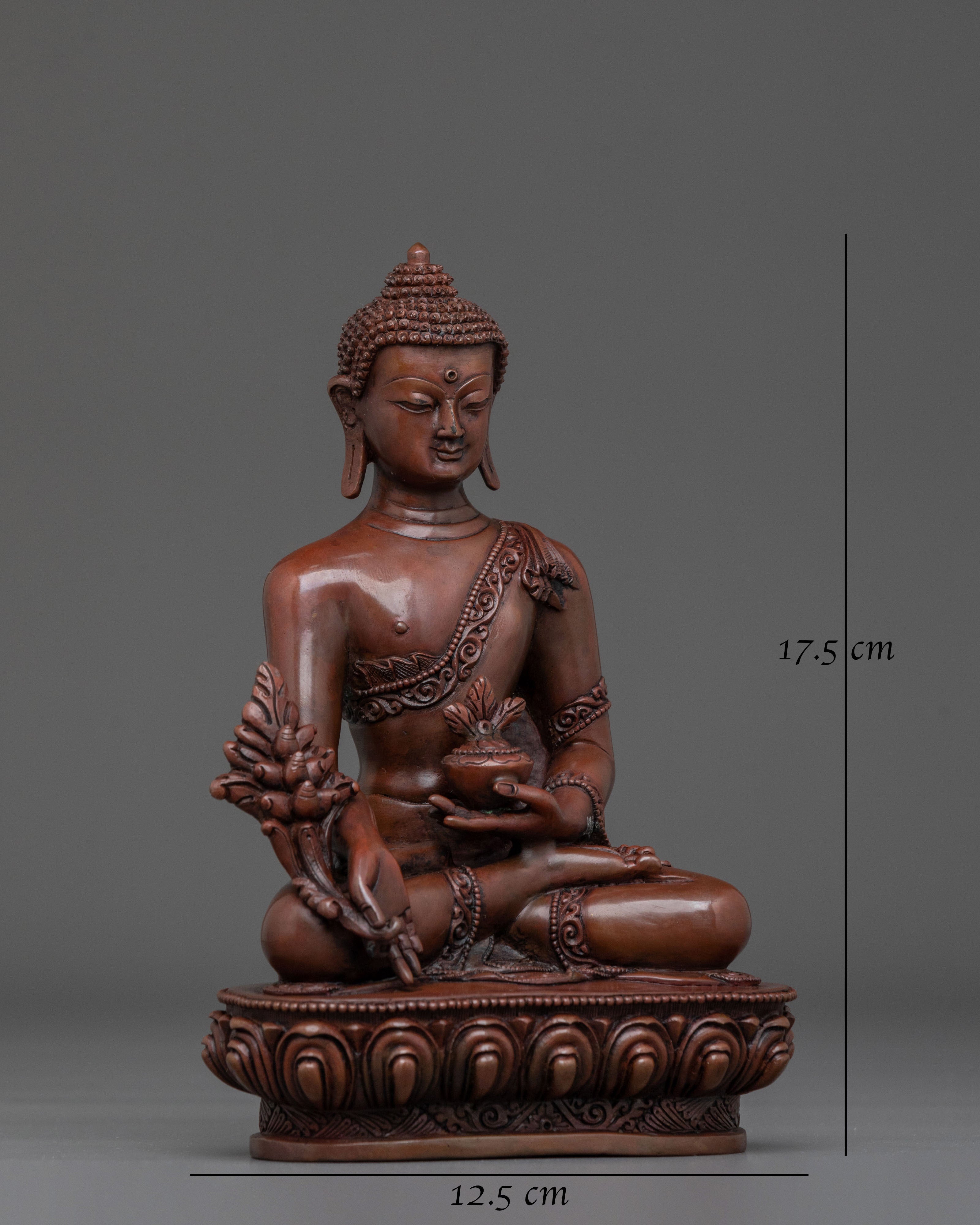 Medicine Buddha Figurine of Spiritual Healing | Oxidized Copper Art