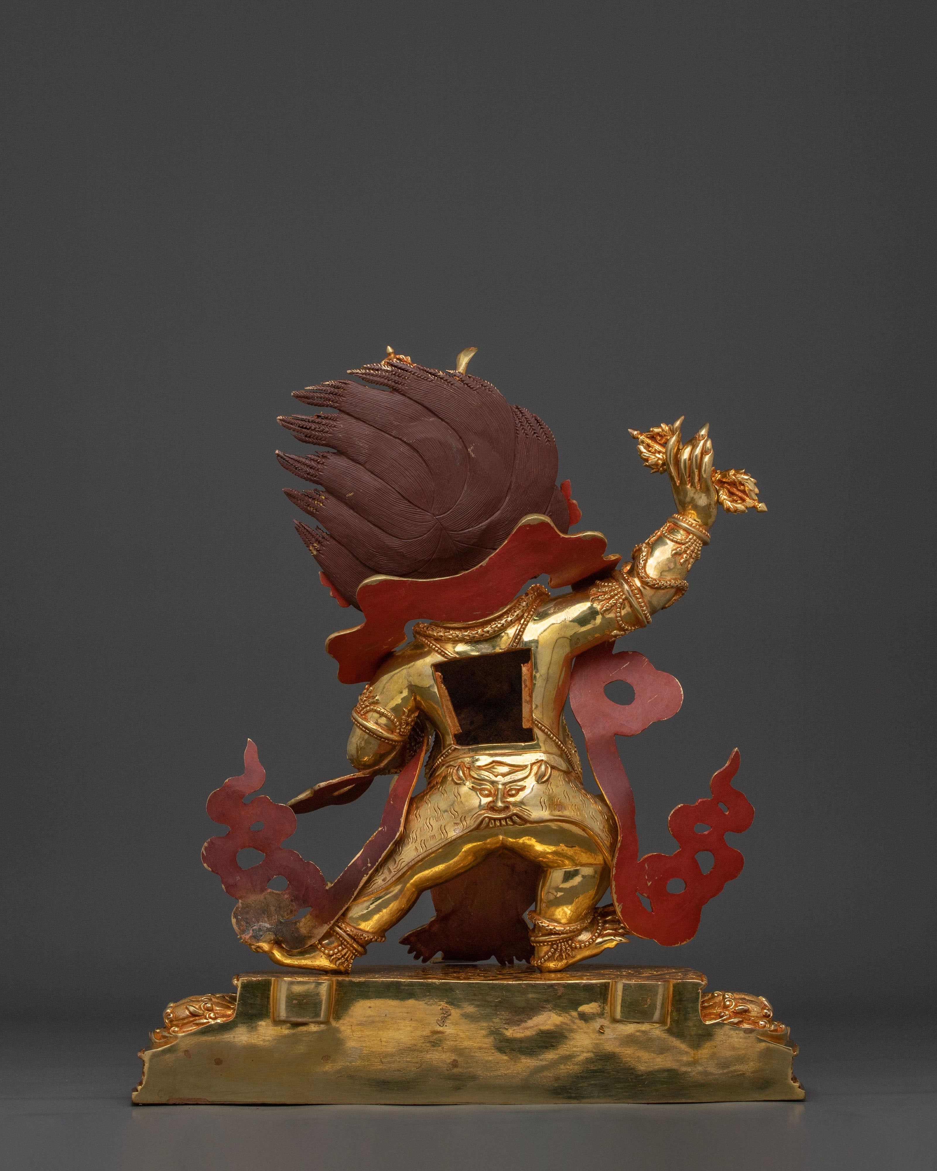 Radiant 24K Gold Gilded Wrathful Vajrapani Buddhist Sculpture