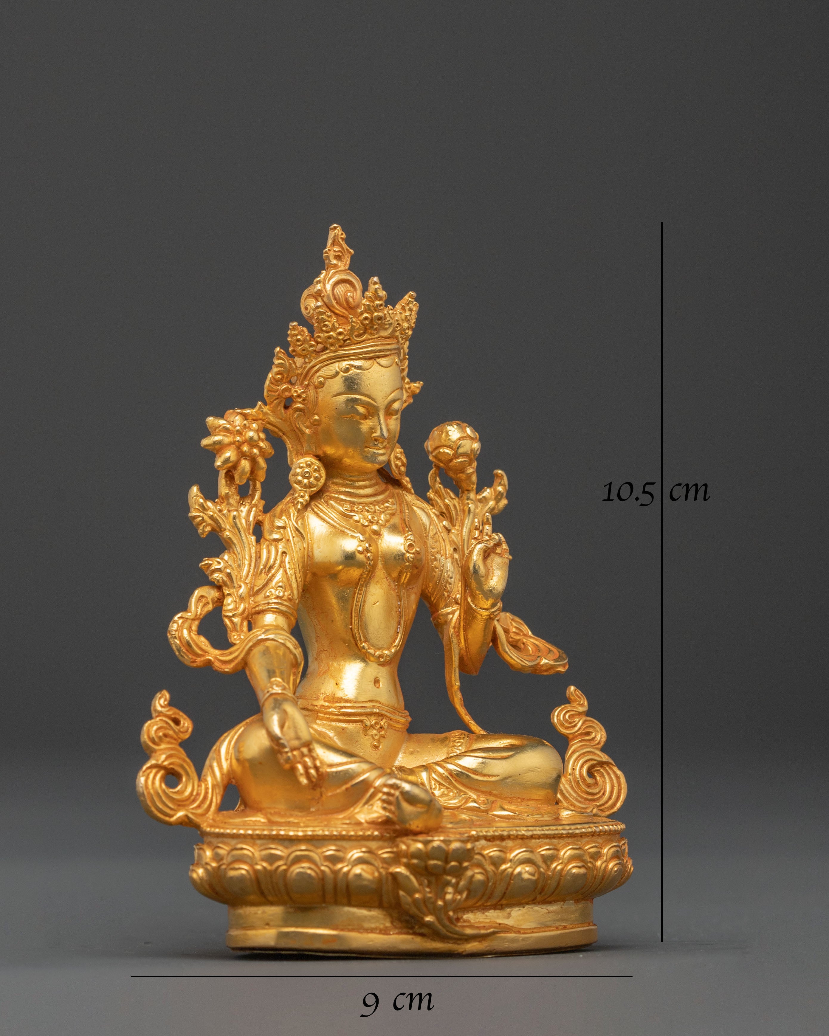 Green Tara 24k Gold Gilded Statue | Shyama Tara