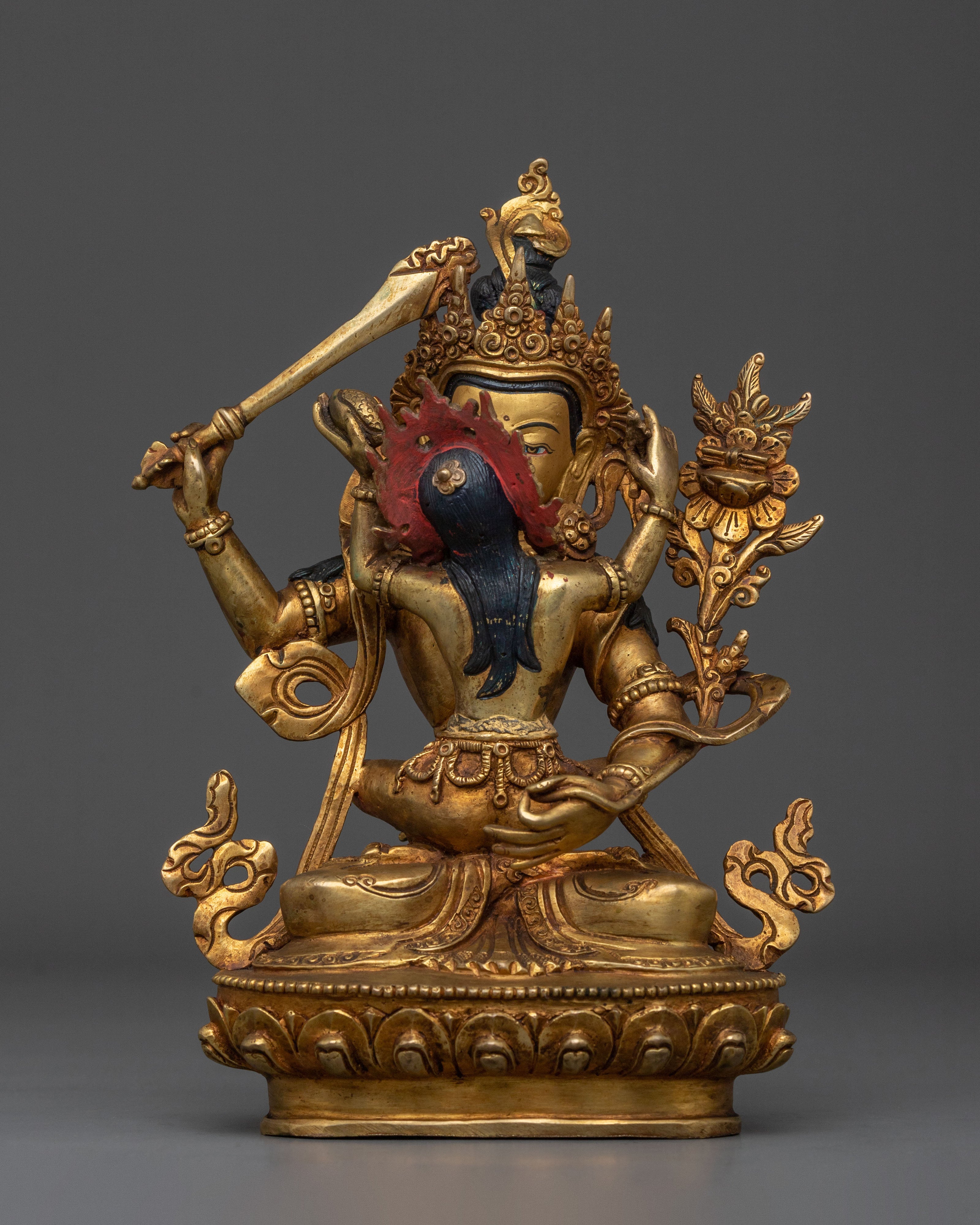 Wisdom Bodhisattva Manjushri Golden Sculpture