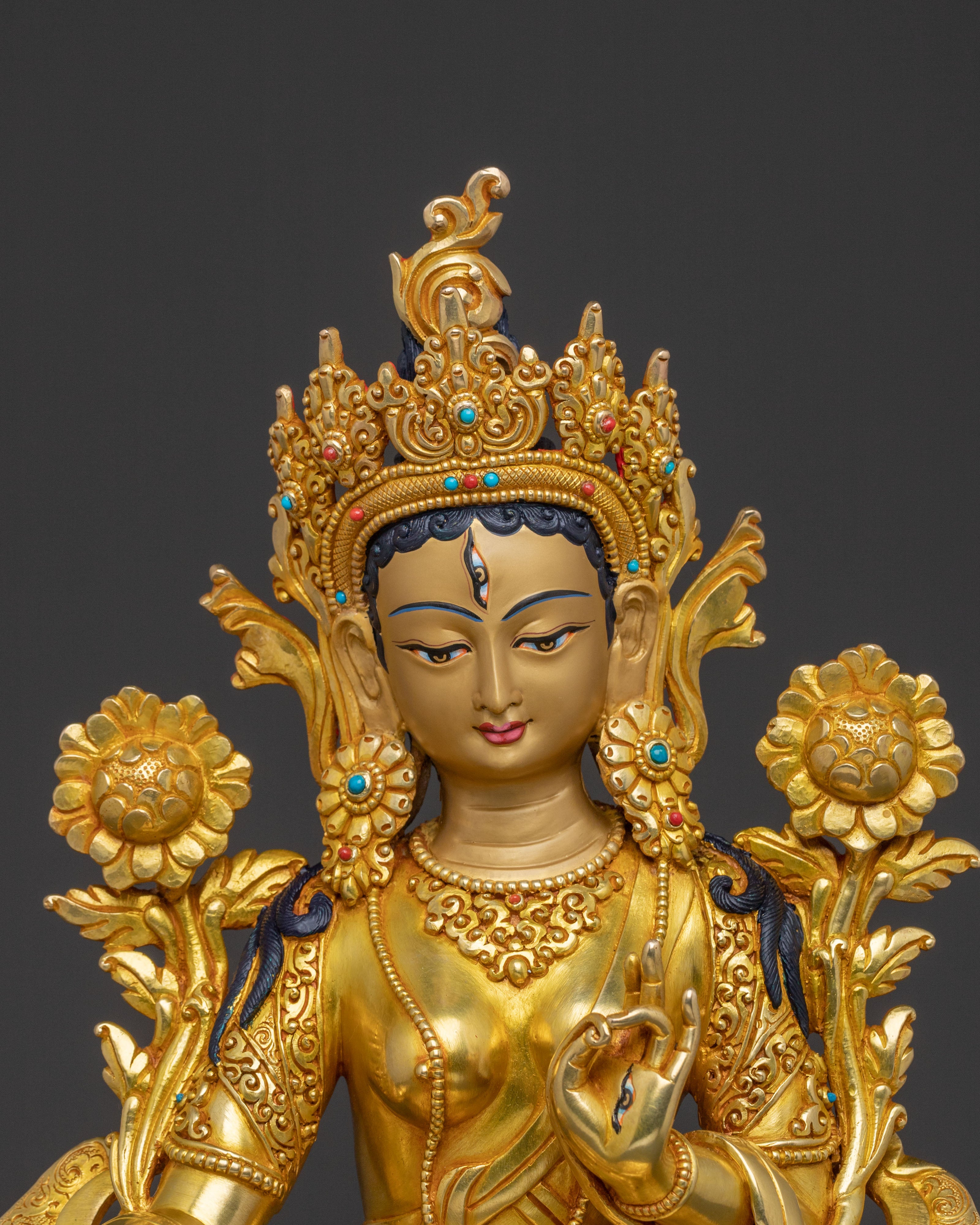 White Tara: Serene Gilded Copper Statue