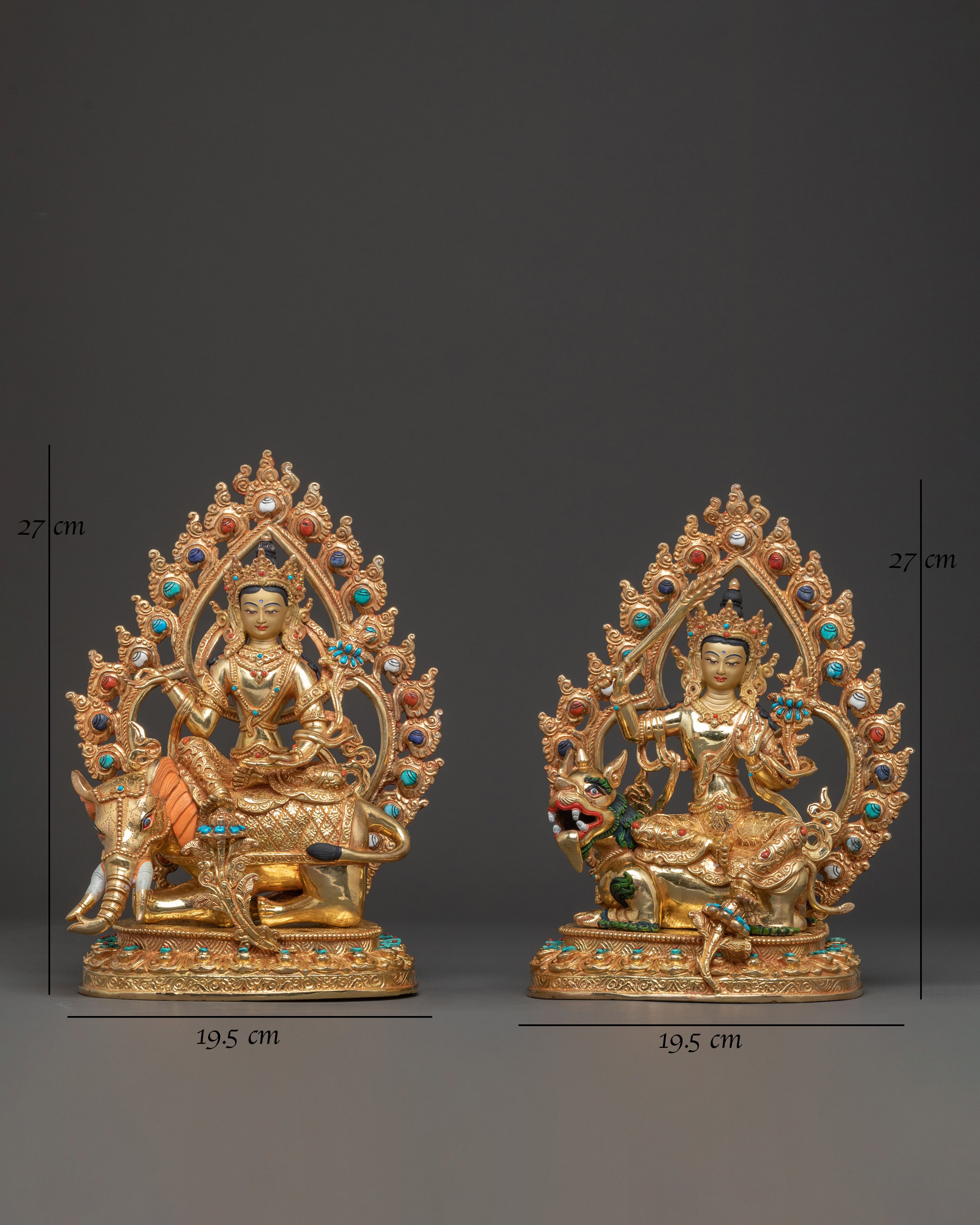Simhanada Manjushri and Samantabhadra Statue Set