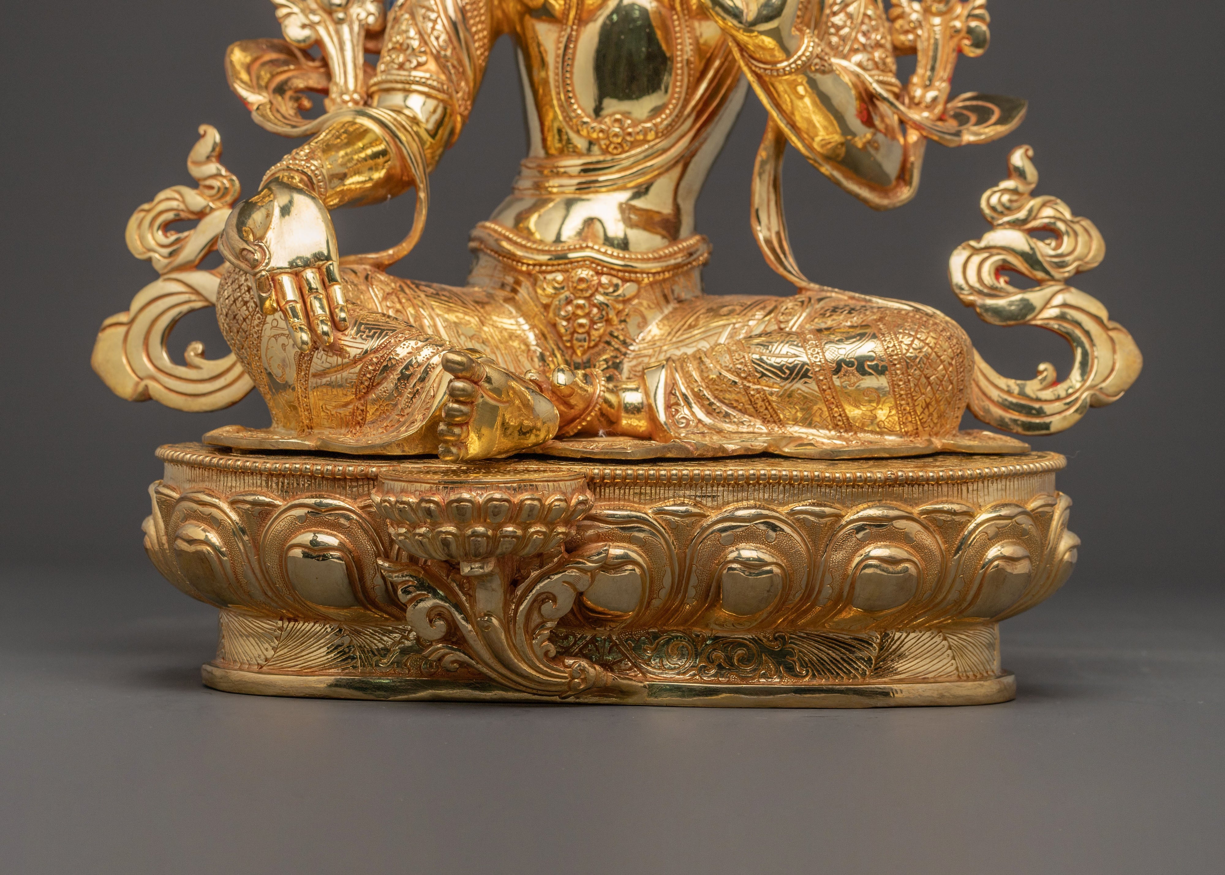 Tibetan Green Tara Blessing Statue — Gilded Copper Masterpiece