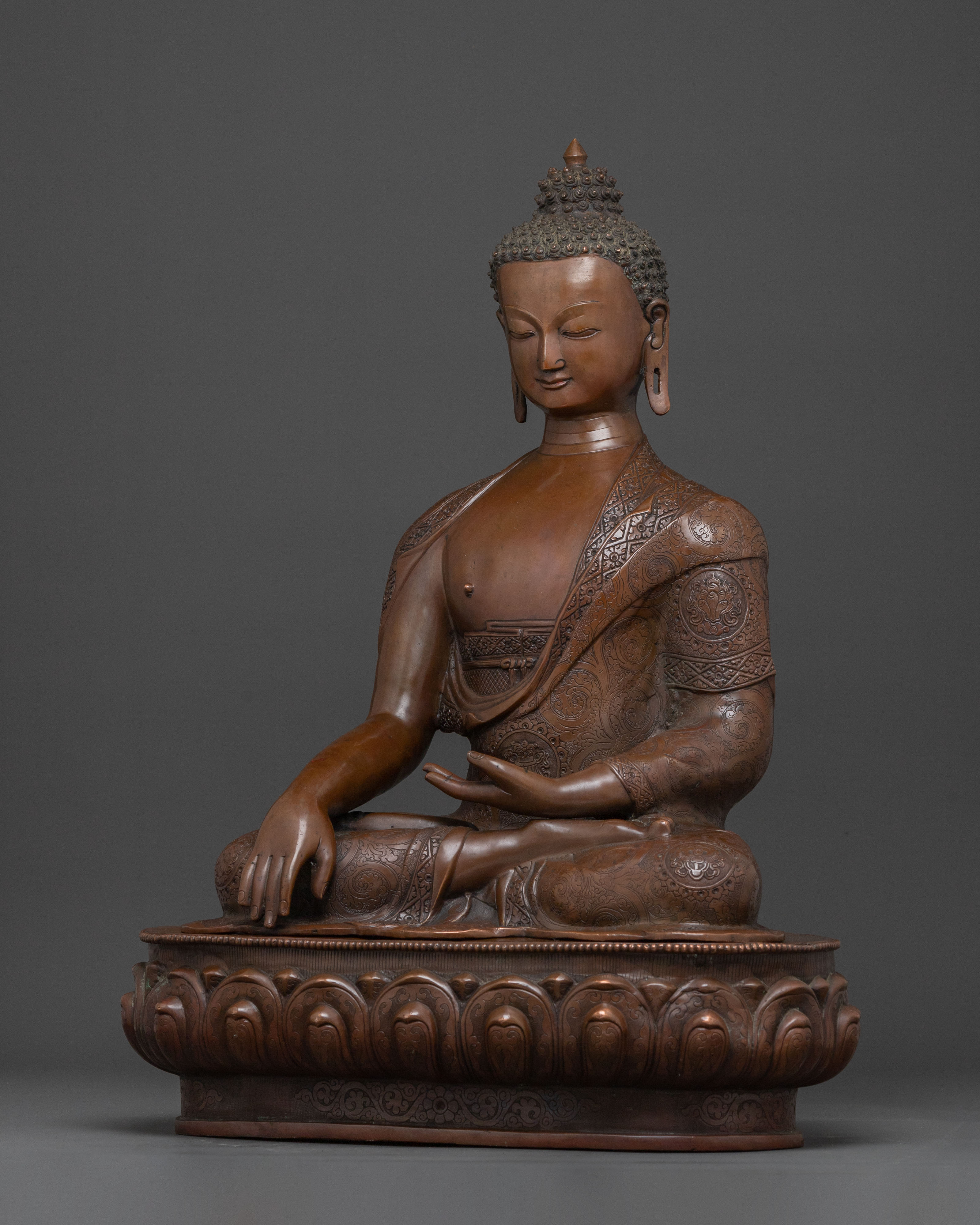Sacred Dharma Teacher Buddha Shakyamuni Statue | Oxidized Copper Artwork