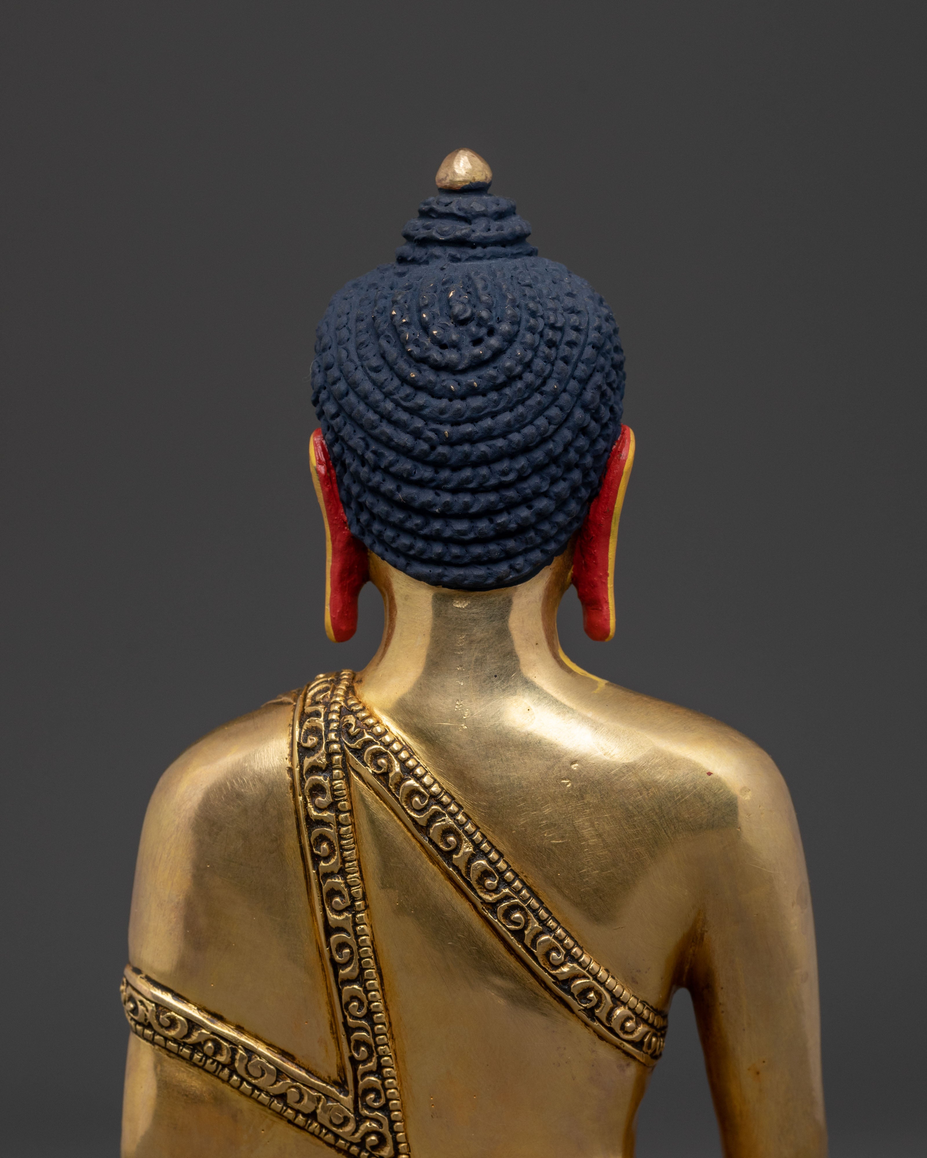 Shakyamuni Buddha Sacred Figurine: 24K Gold Gilded