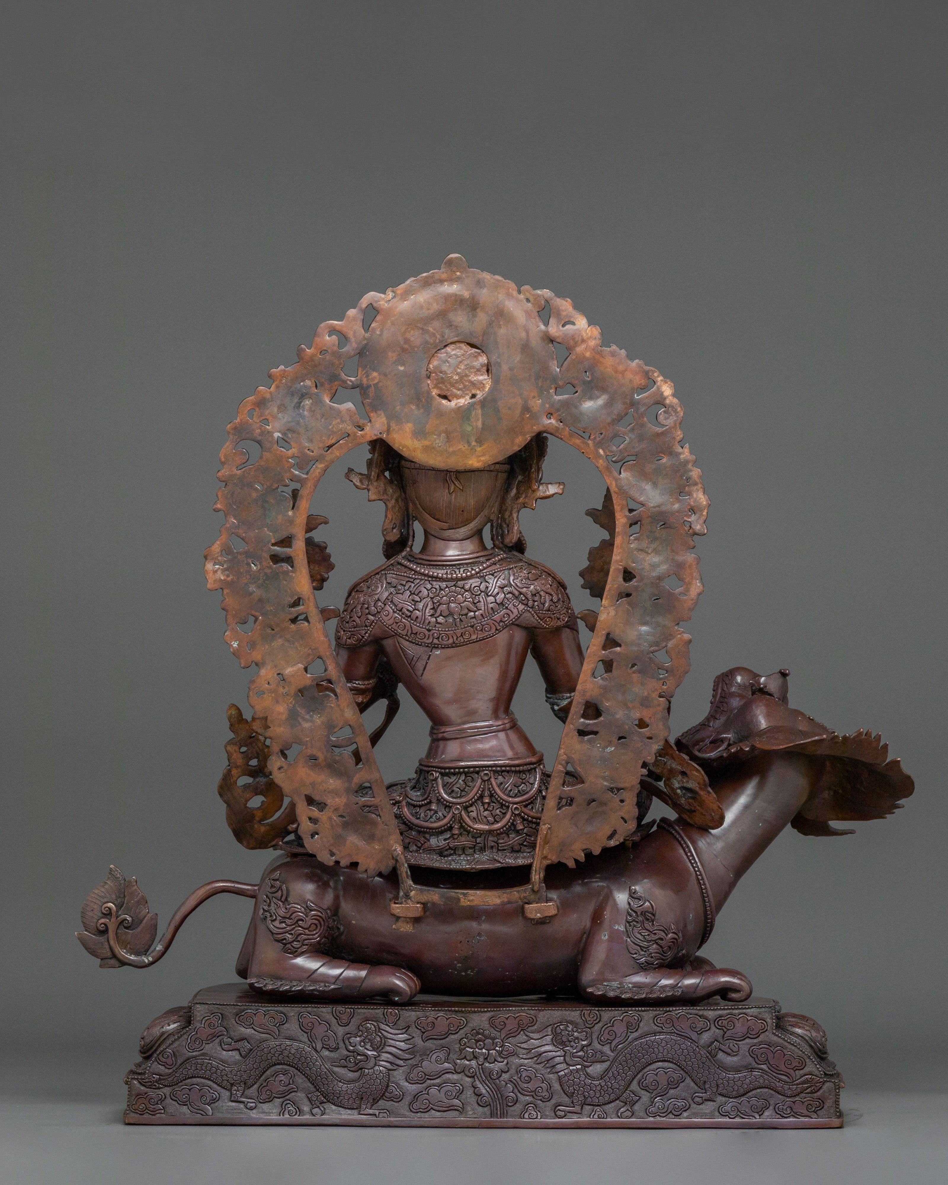 Green Tara Statue | Serene Oxidized Copper Guardian