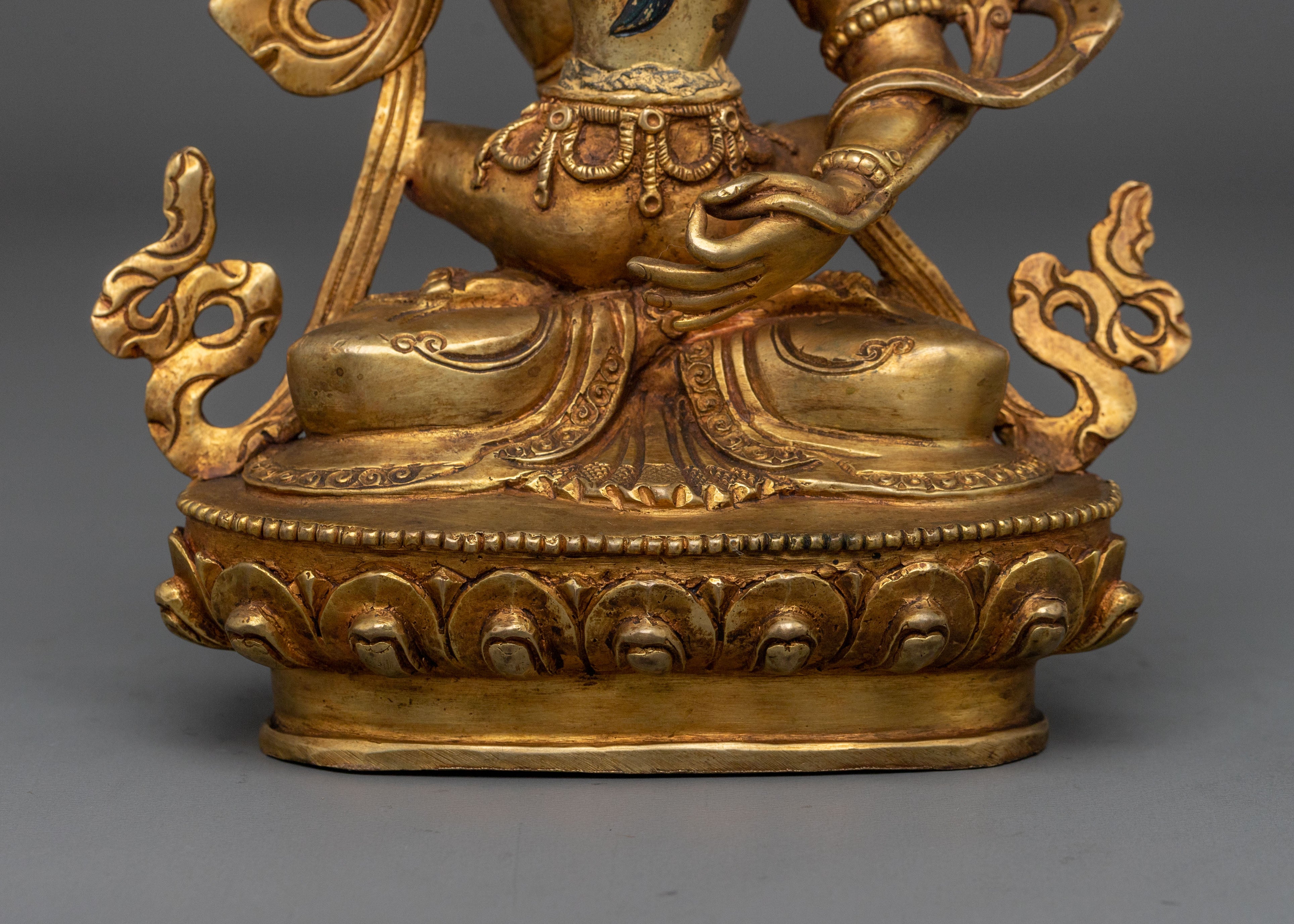 Wisdom Bodhisattva Manjushri Golden Sculpture