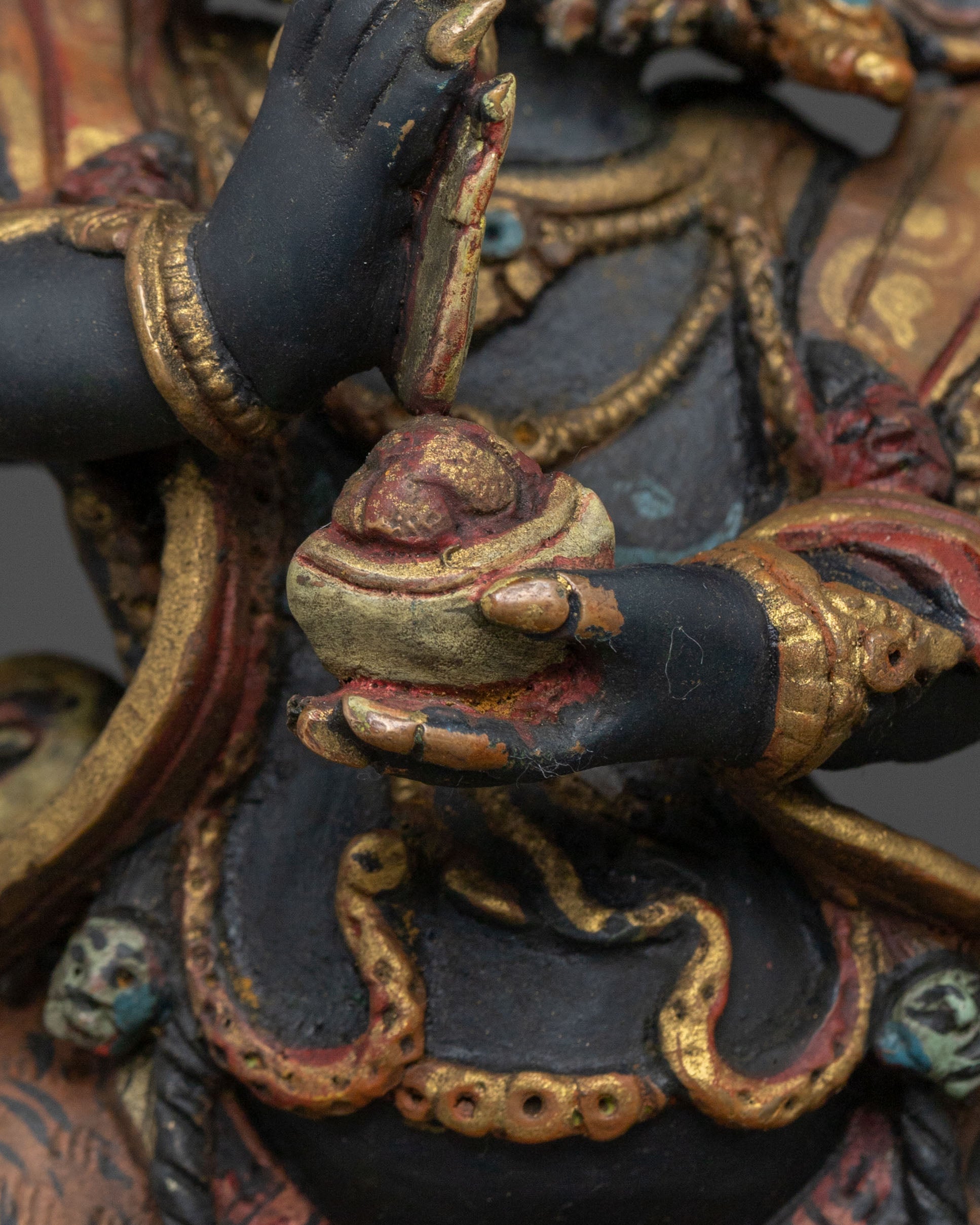 Handmade Six-Armed Mahakala Sacred Figurine | Wrathful Protector of Wisdom