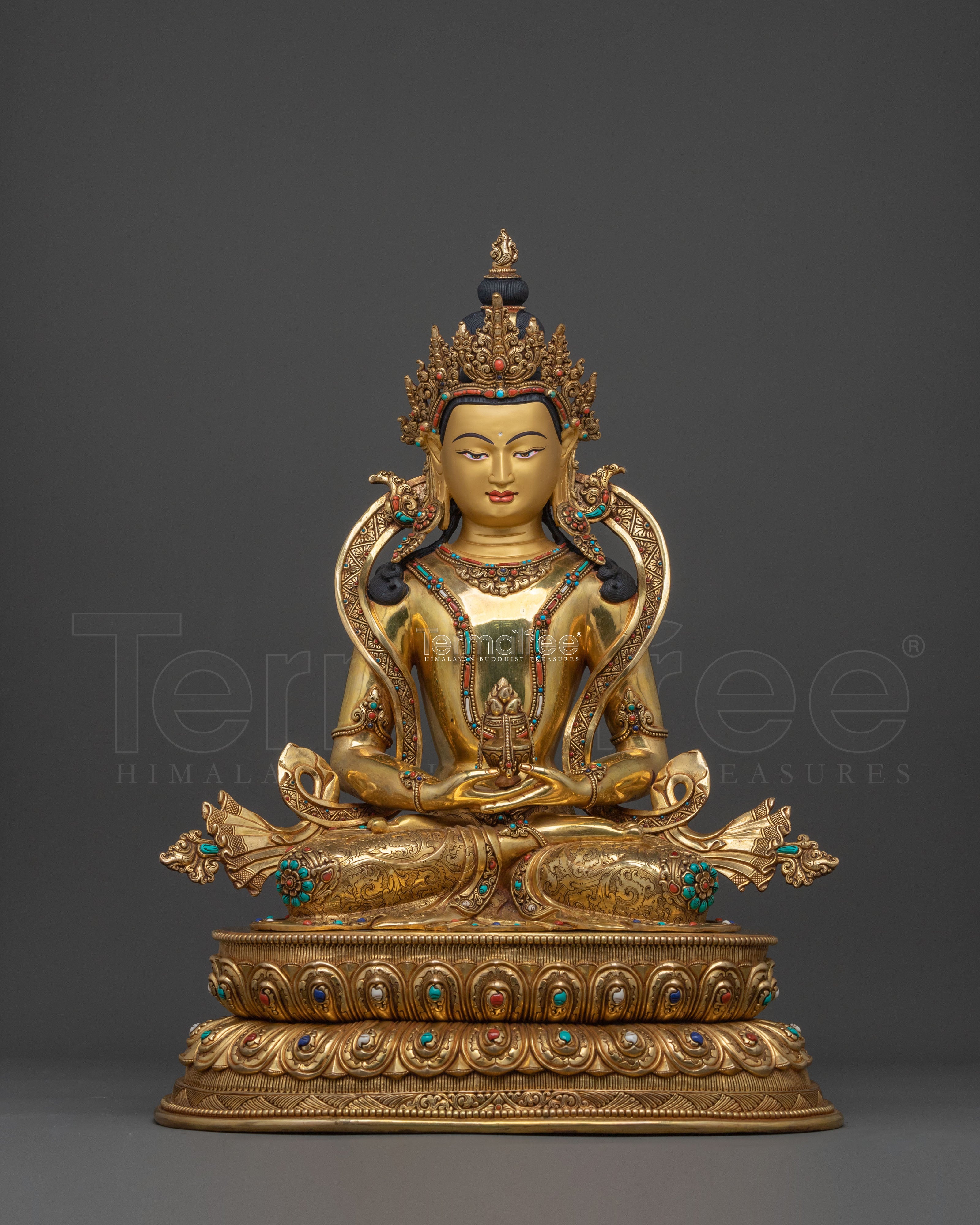 Handcrafted Copper Amitayus Statue | Buddha of Long Life and Healing