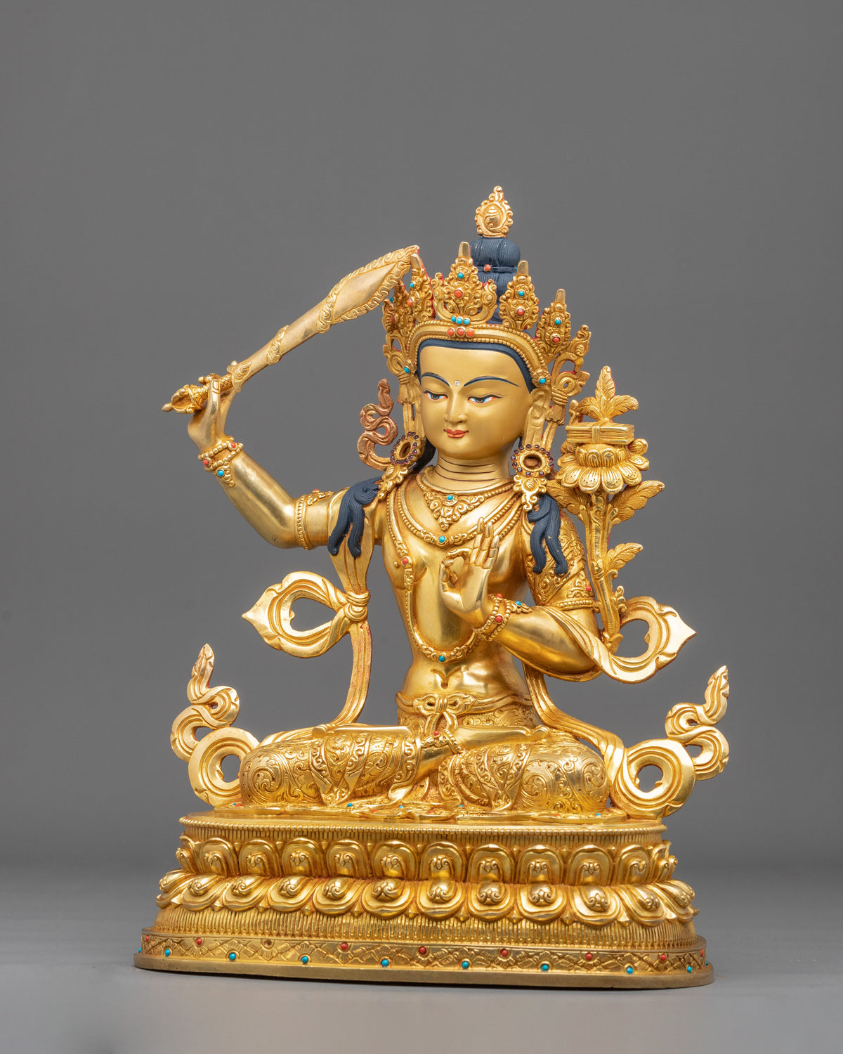 Manjughoṣa Copper Figurine | Tibetan Buddhist Deity