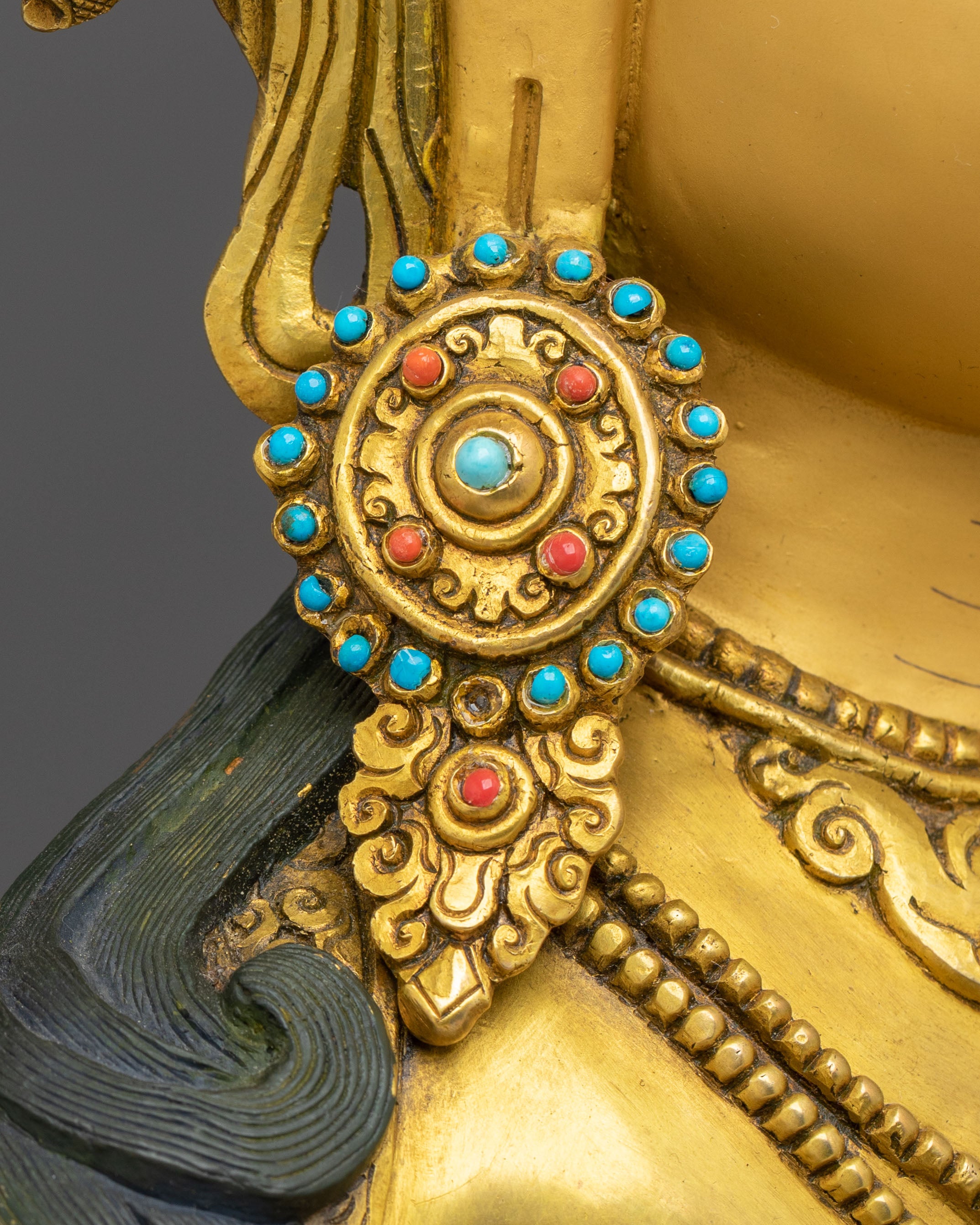 Manjughoṣa Sculpture of Wisdom |  24K Gold Gilded Copper Statue
