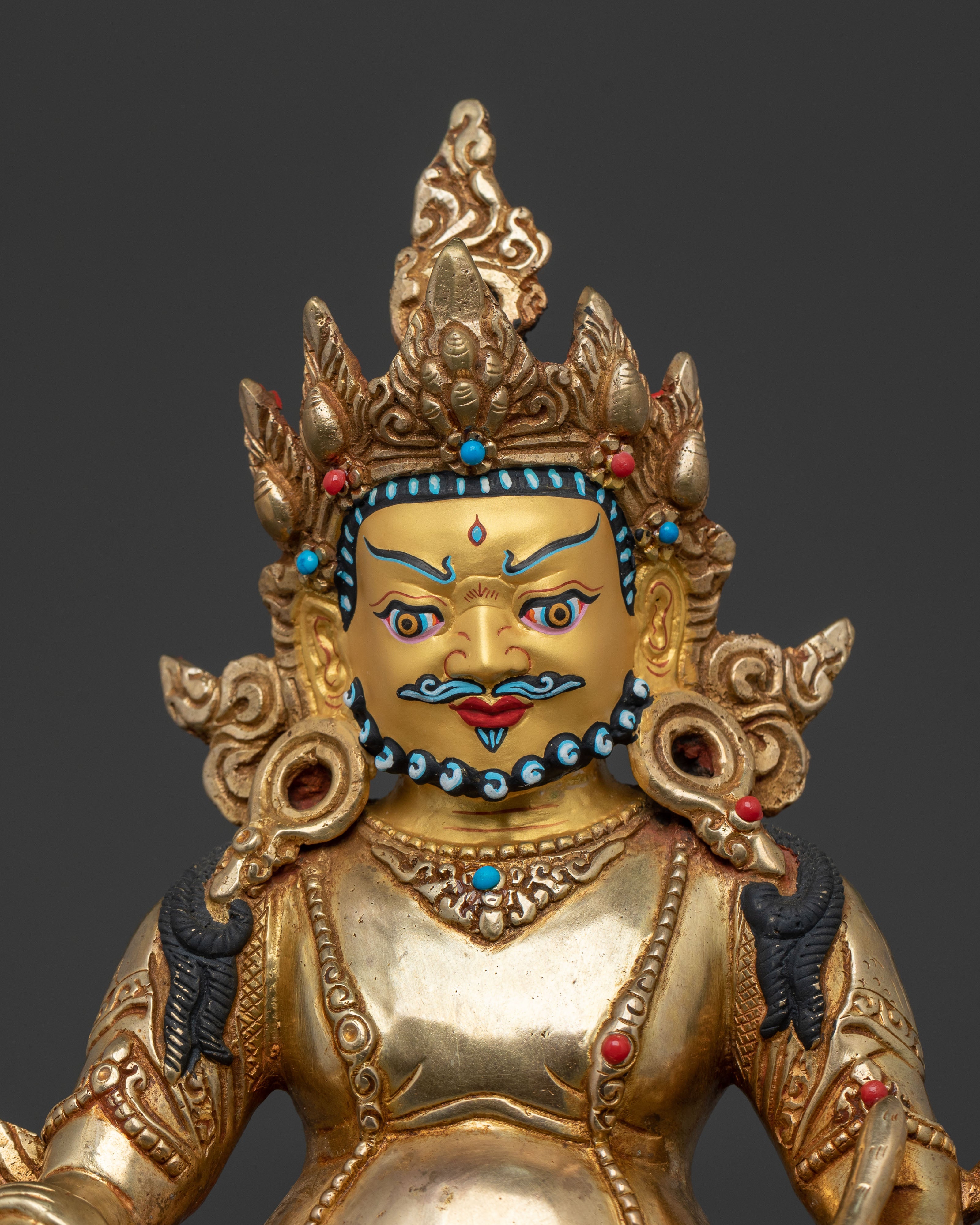 Guardian of Prosperity Dzambhala Statue, Gold Gilded