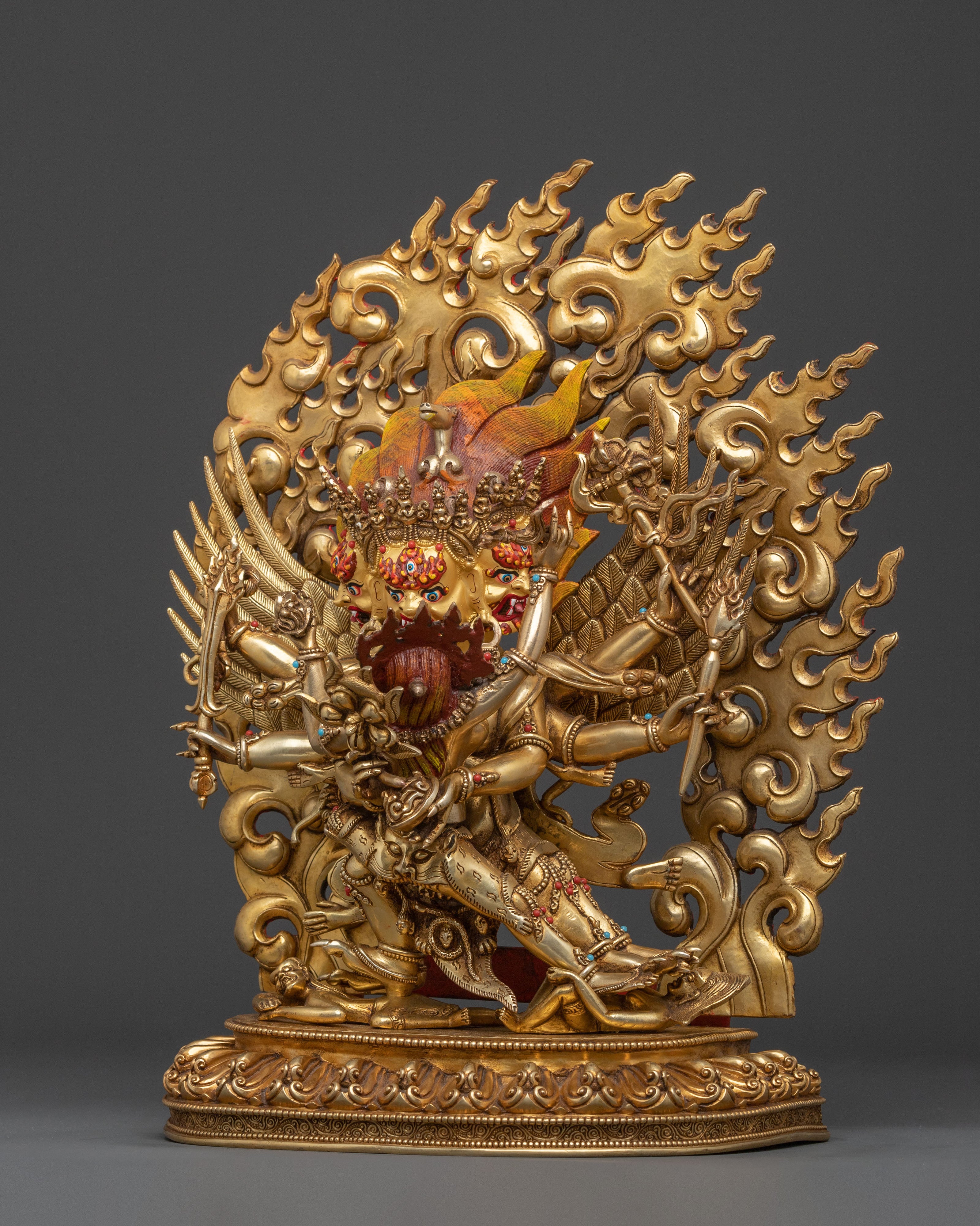 Hevajra Statue: 24k Gold Gilded Buddhist Deity