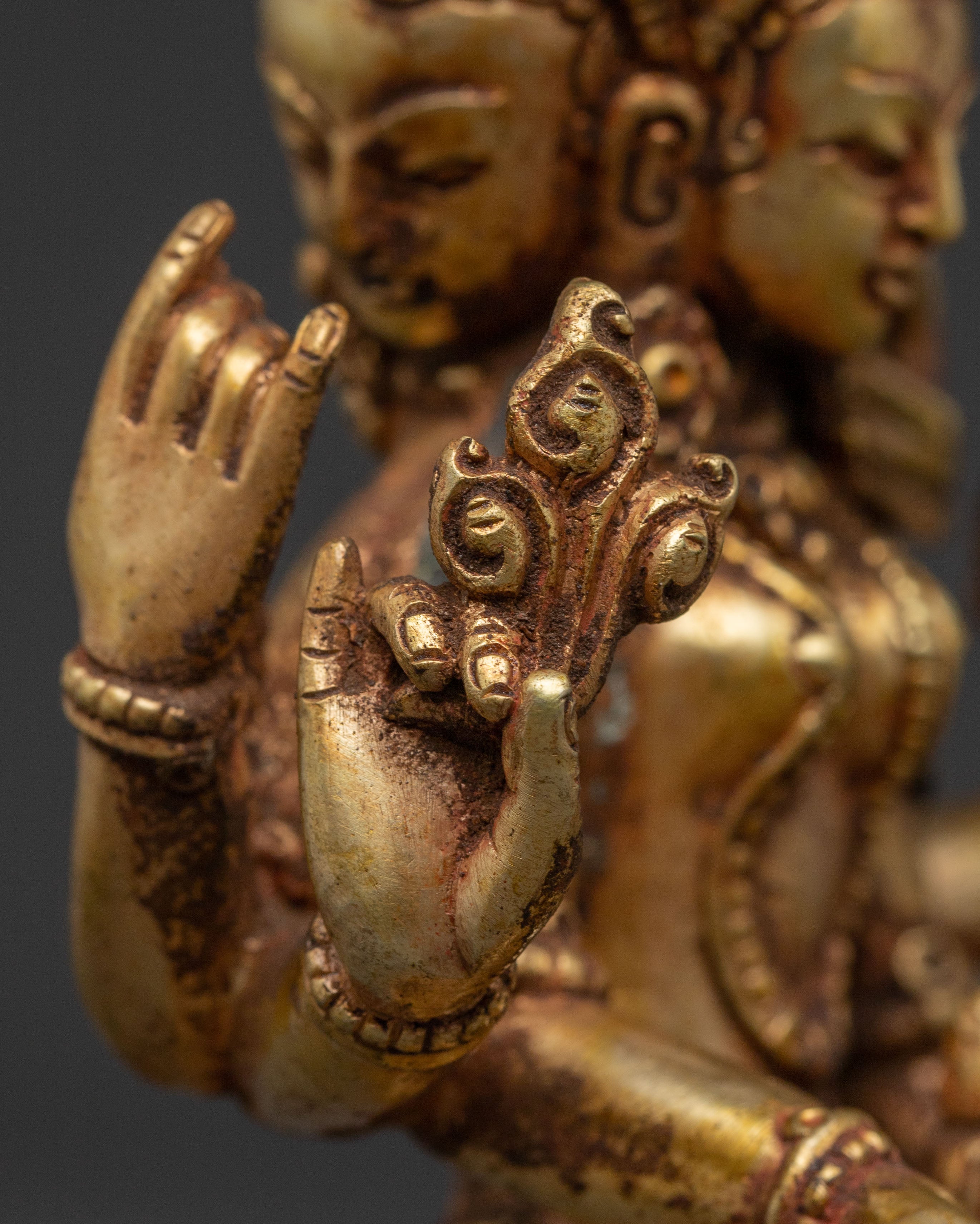 Vasudhara Statue: Antique Brass and Copper Elegance