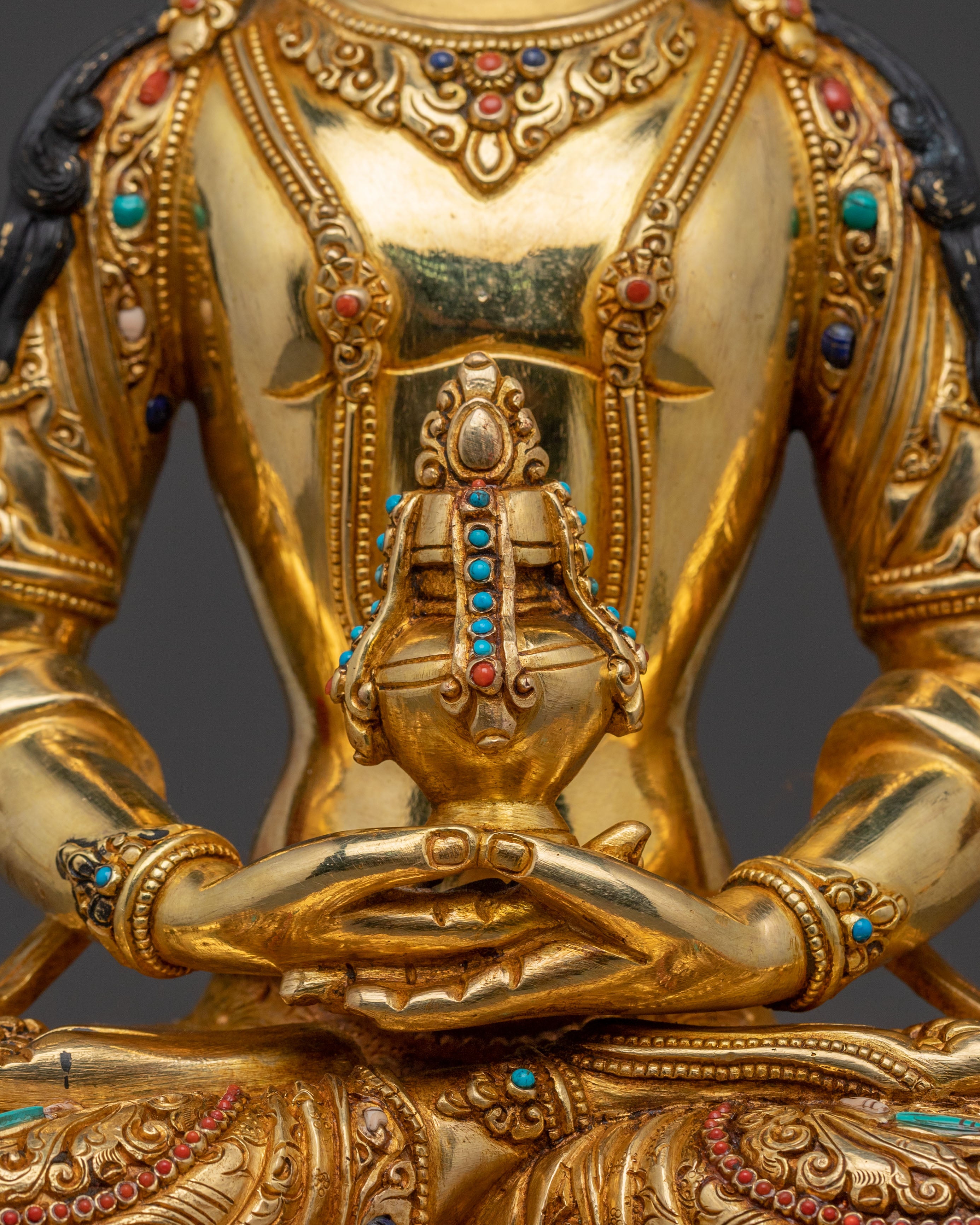 Amitayus Compassion and Healing Statue – 24K Gold Gilded
