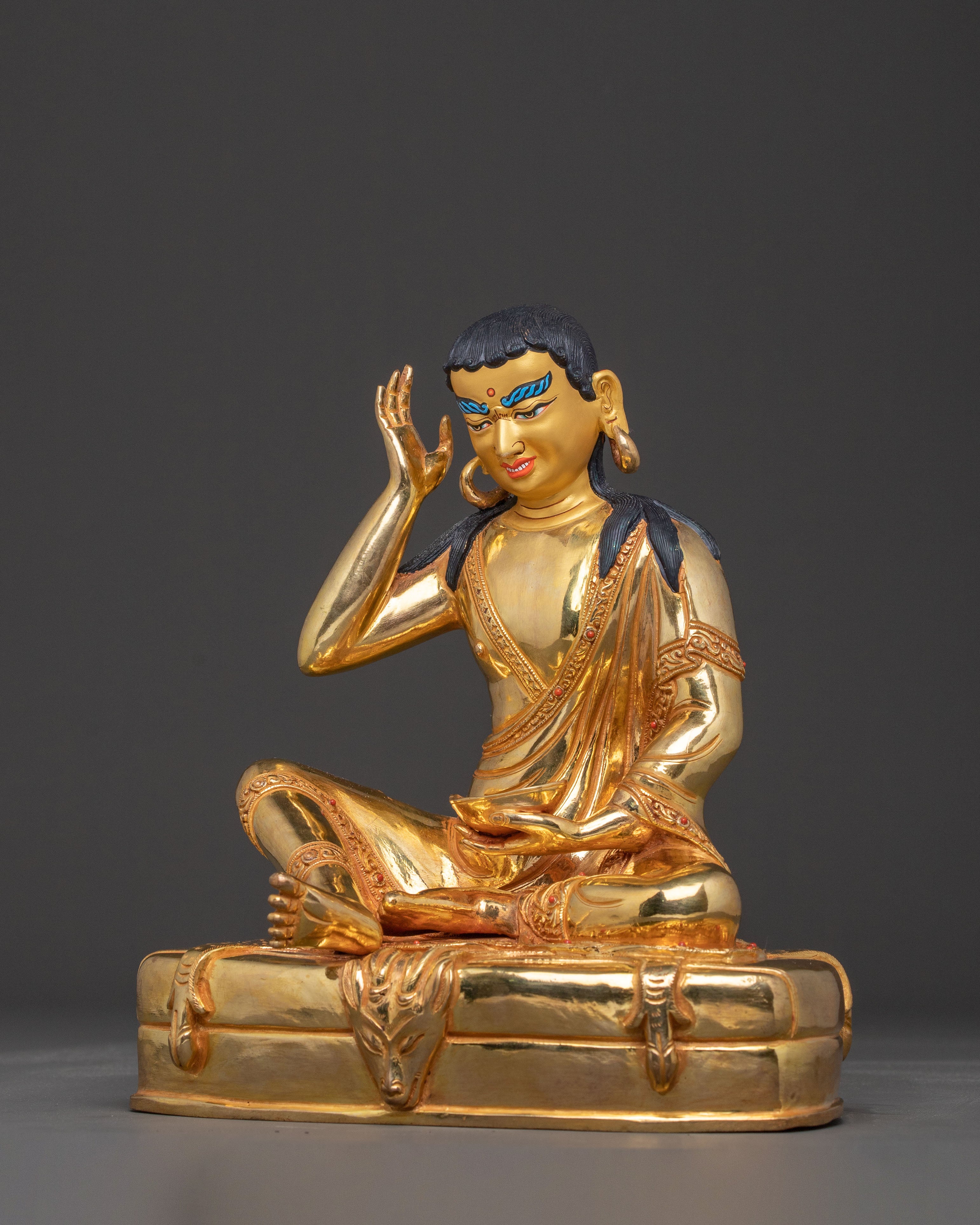 Milarepa Buddhist Statue - Handcrafted 24K Gold Gilded Copper Statue