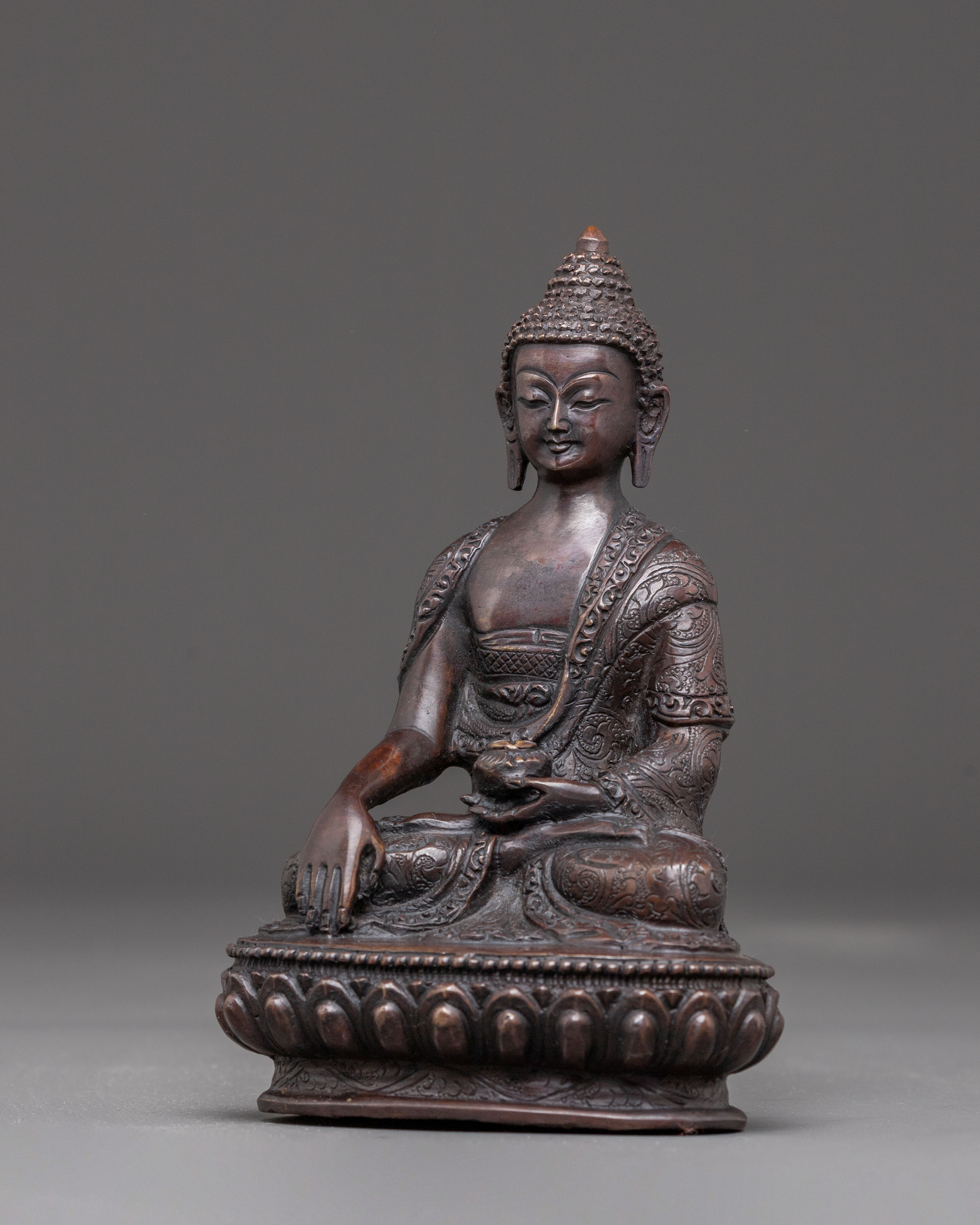Handmade Shakyamuni Buddha Oxidized Copper Statue | Traditional Himalayan Art