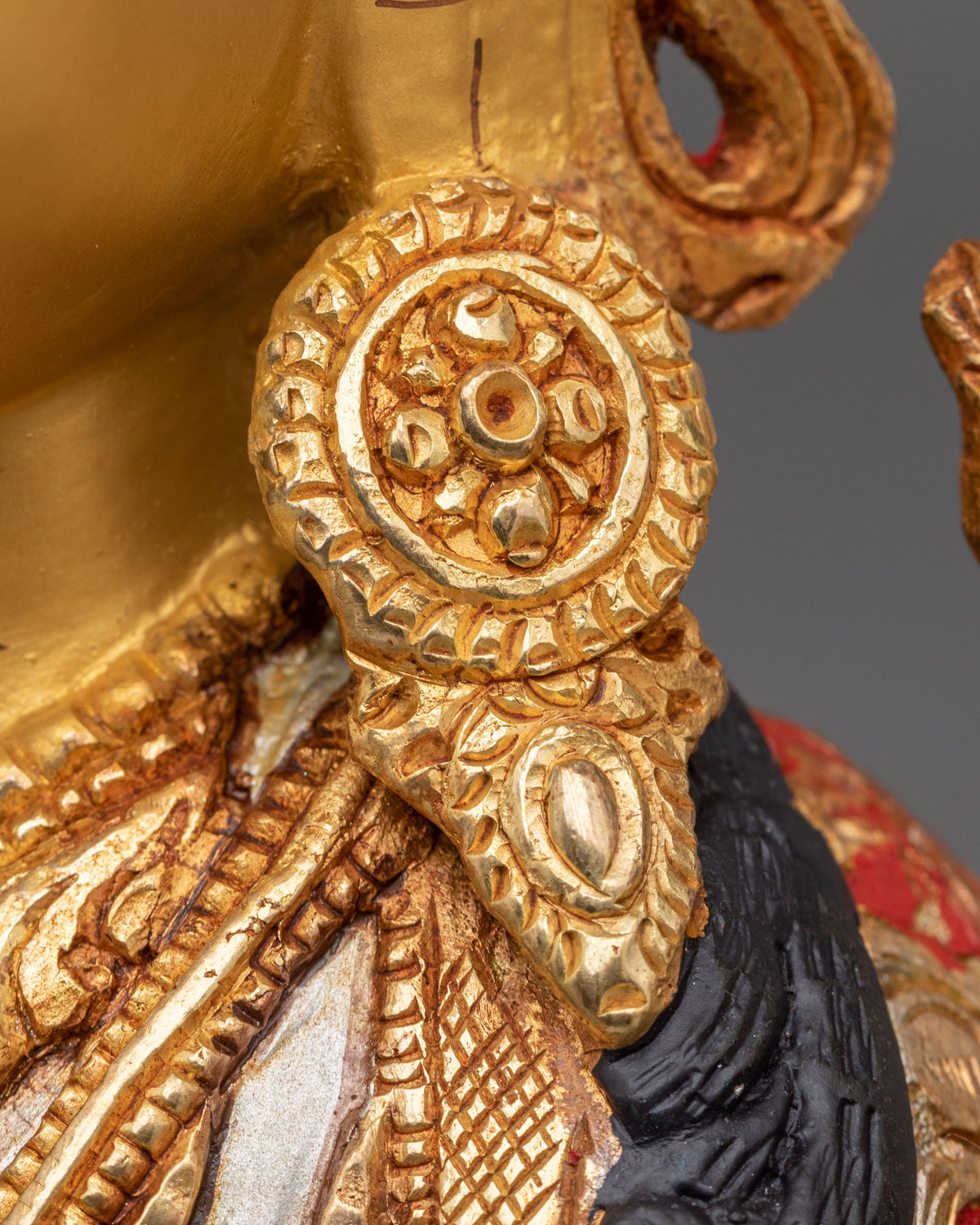 Four Armed Chenrezig Fire Gold Gilded Sculpture | Home Decor