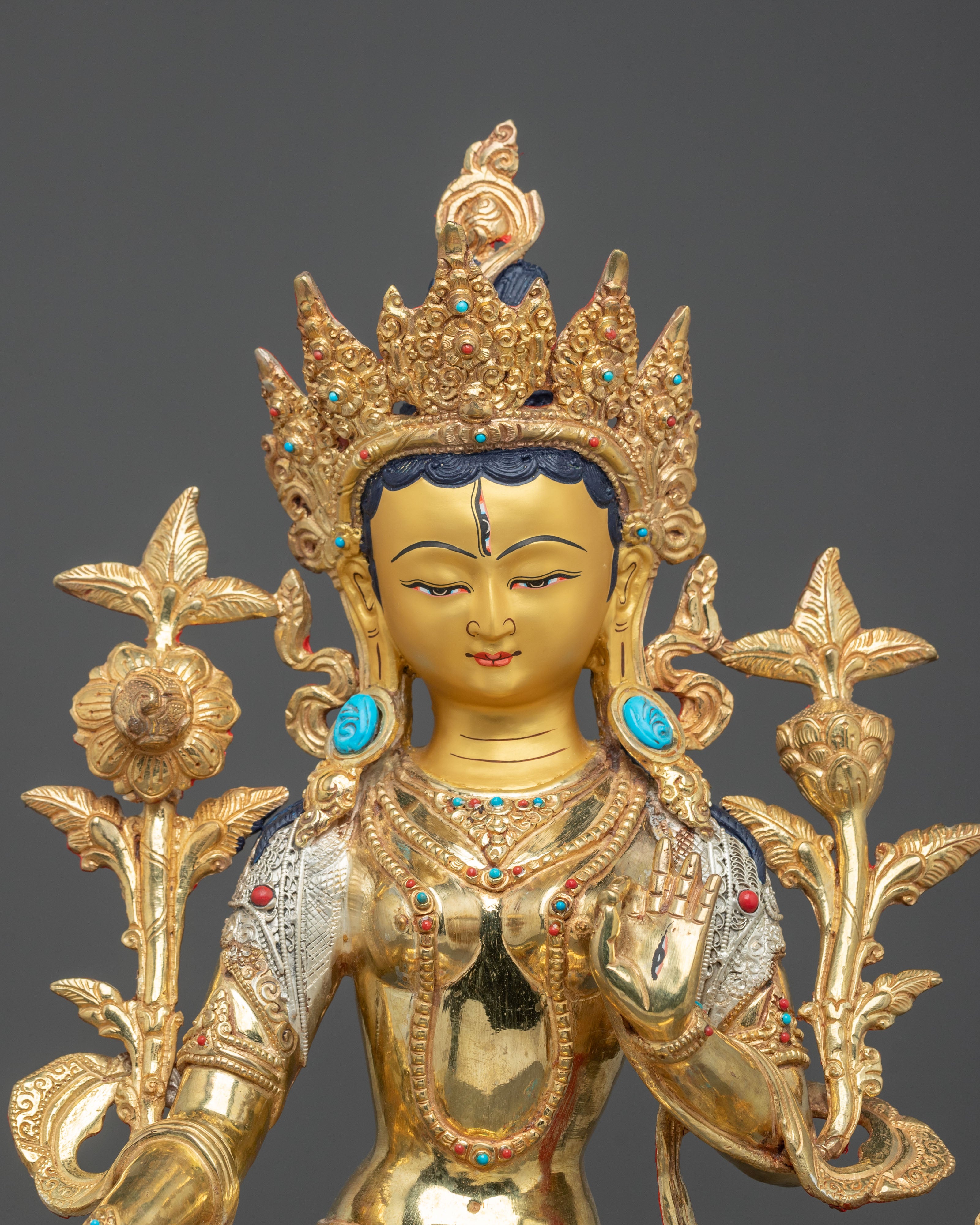 Sacred White Tara Sculpture | Copper Figurine
