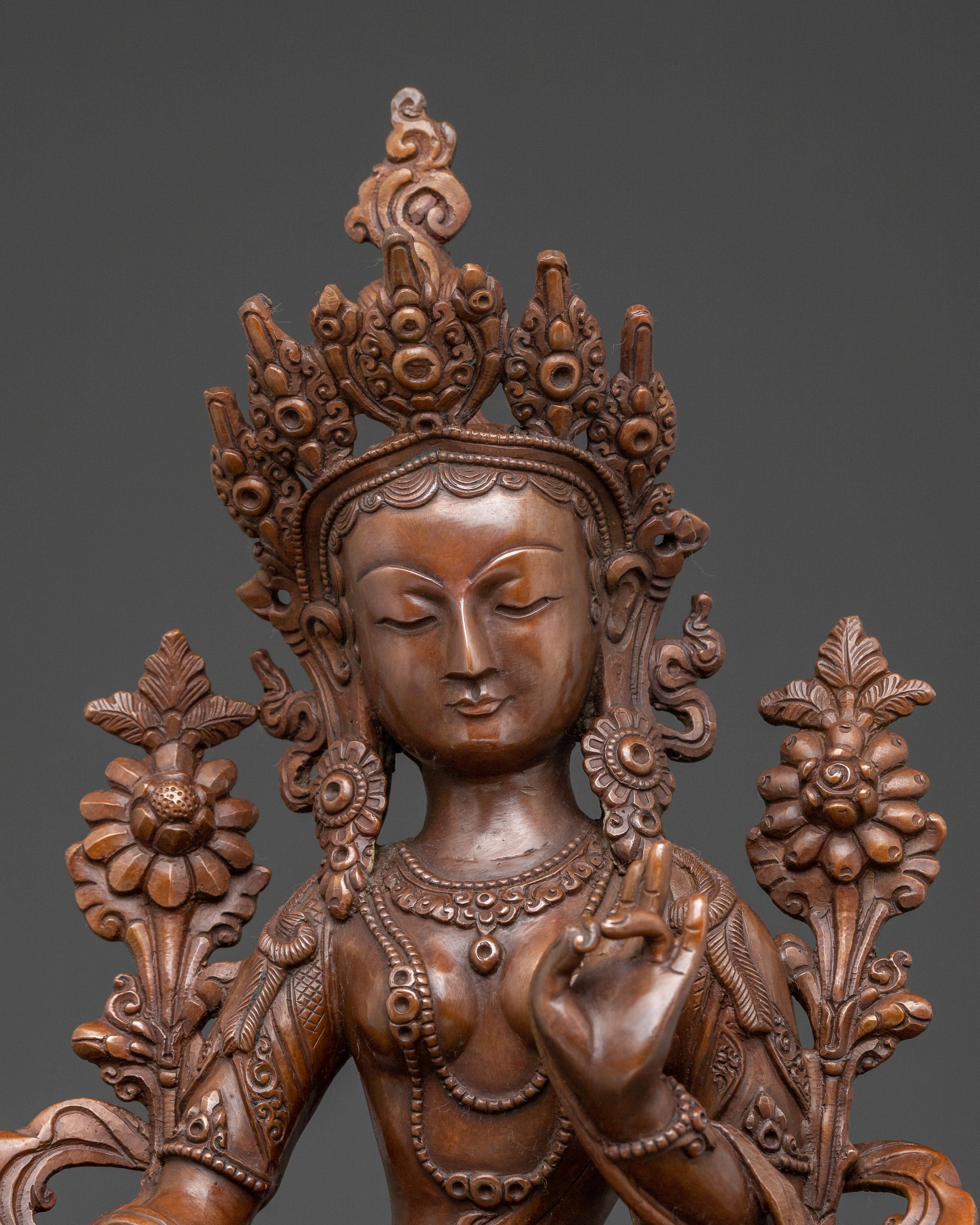 White Tara Sacred Copper Statue – Artisanal Finish