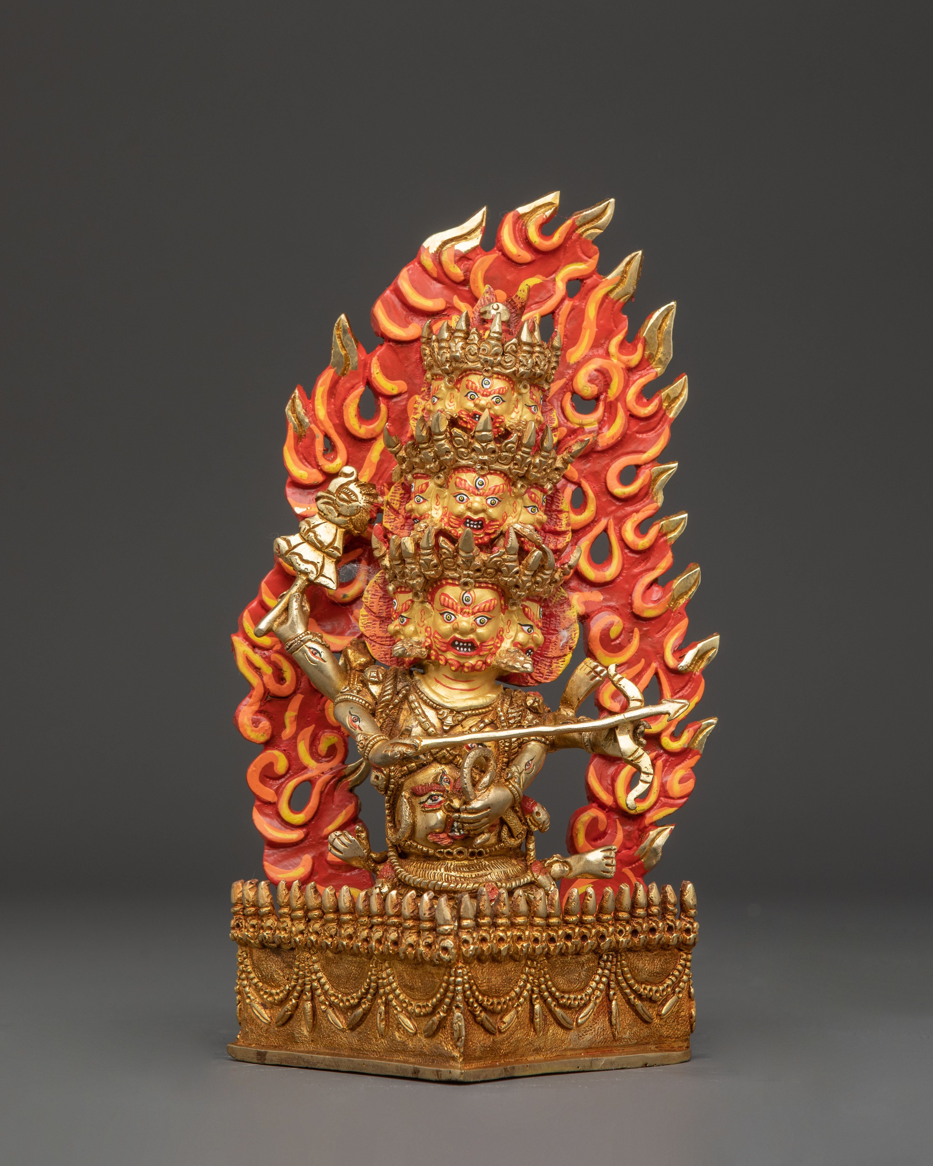 Three Tibetan Protector Deities Statue Set | Rahula, Dorje Legpa & Ekajati Statue Set