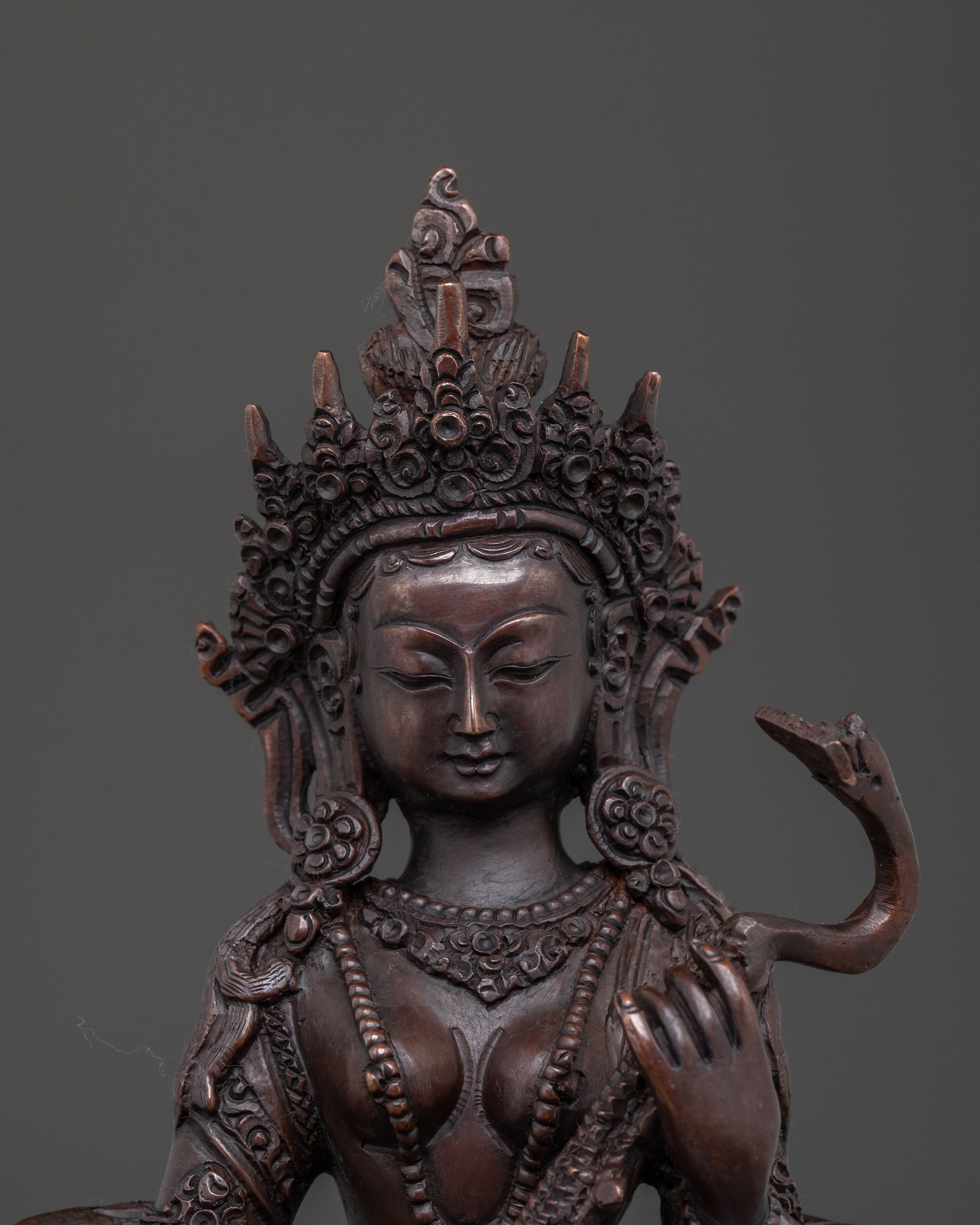 Goddess Saraswati Statue | Oxidized Copper Body