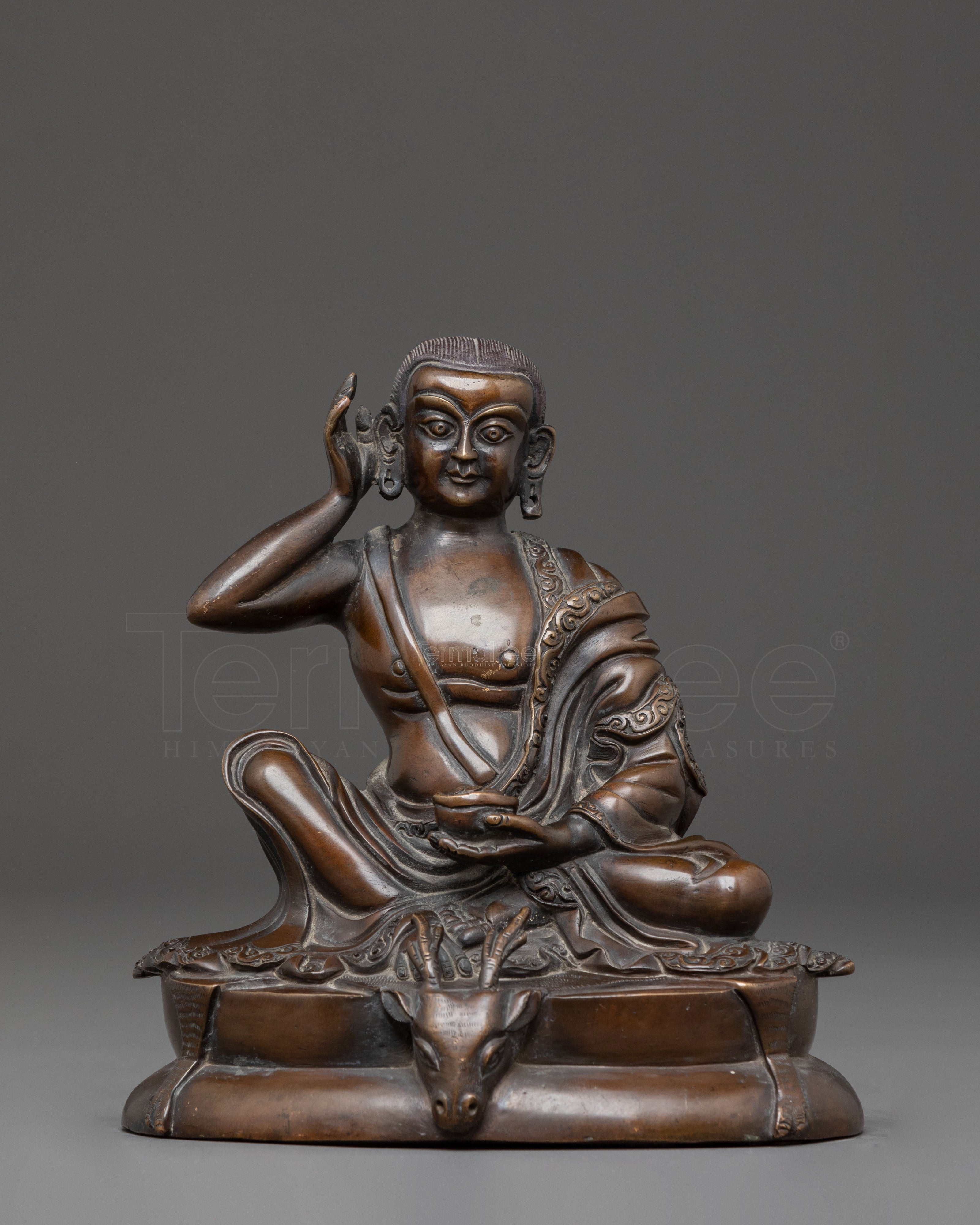 Handcrafted Milarepa Oxidized Copper Statue | Yogi & Dharma Teacher