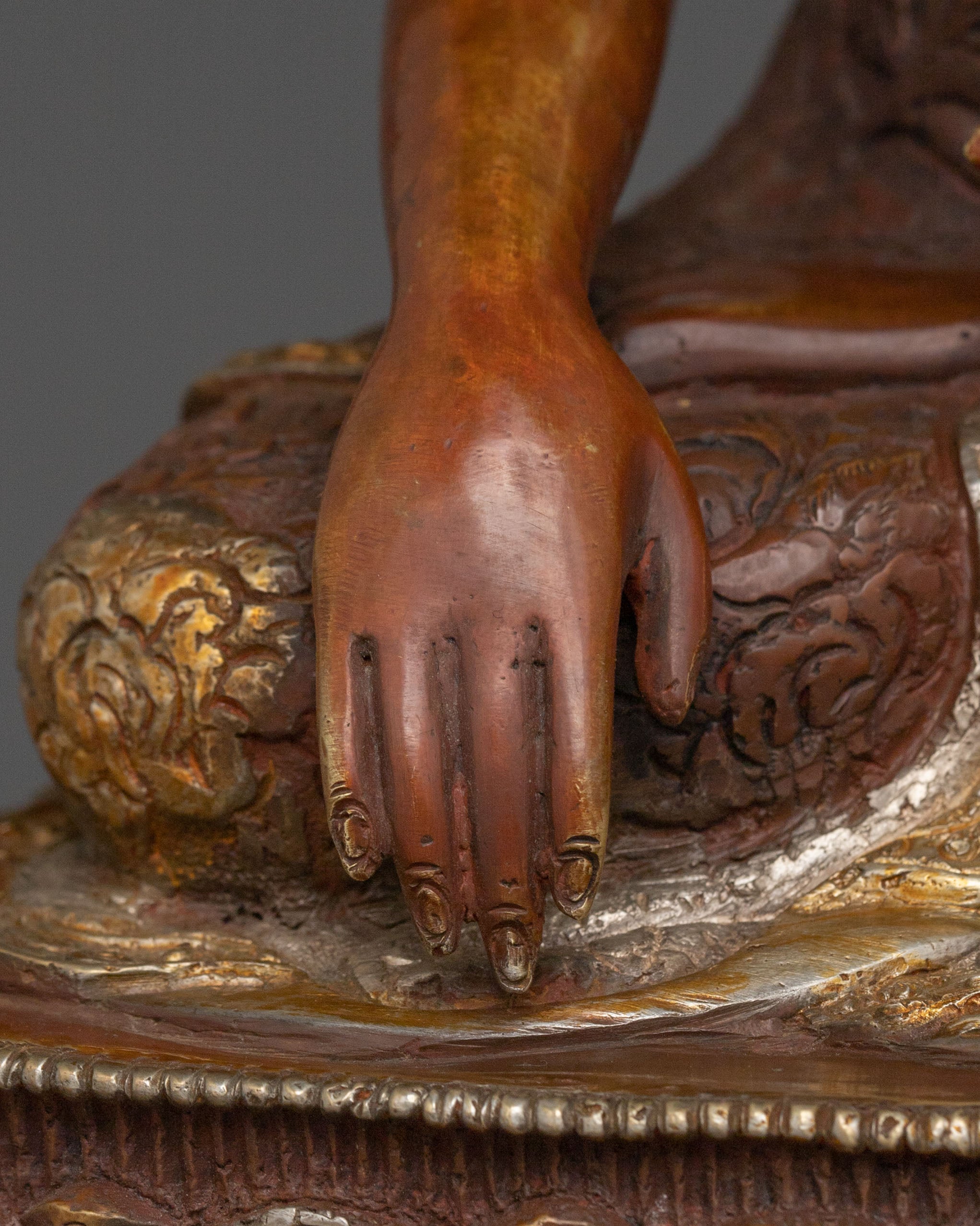 Shakyamuni Buddha Himalayan Statue on Throne