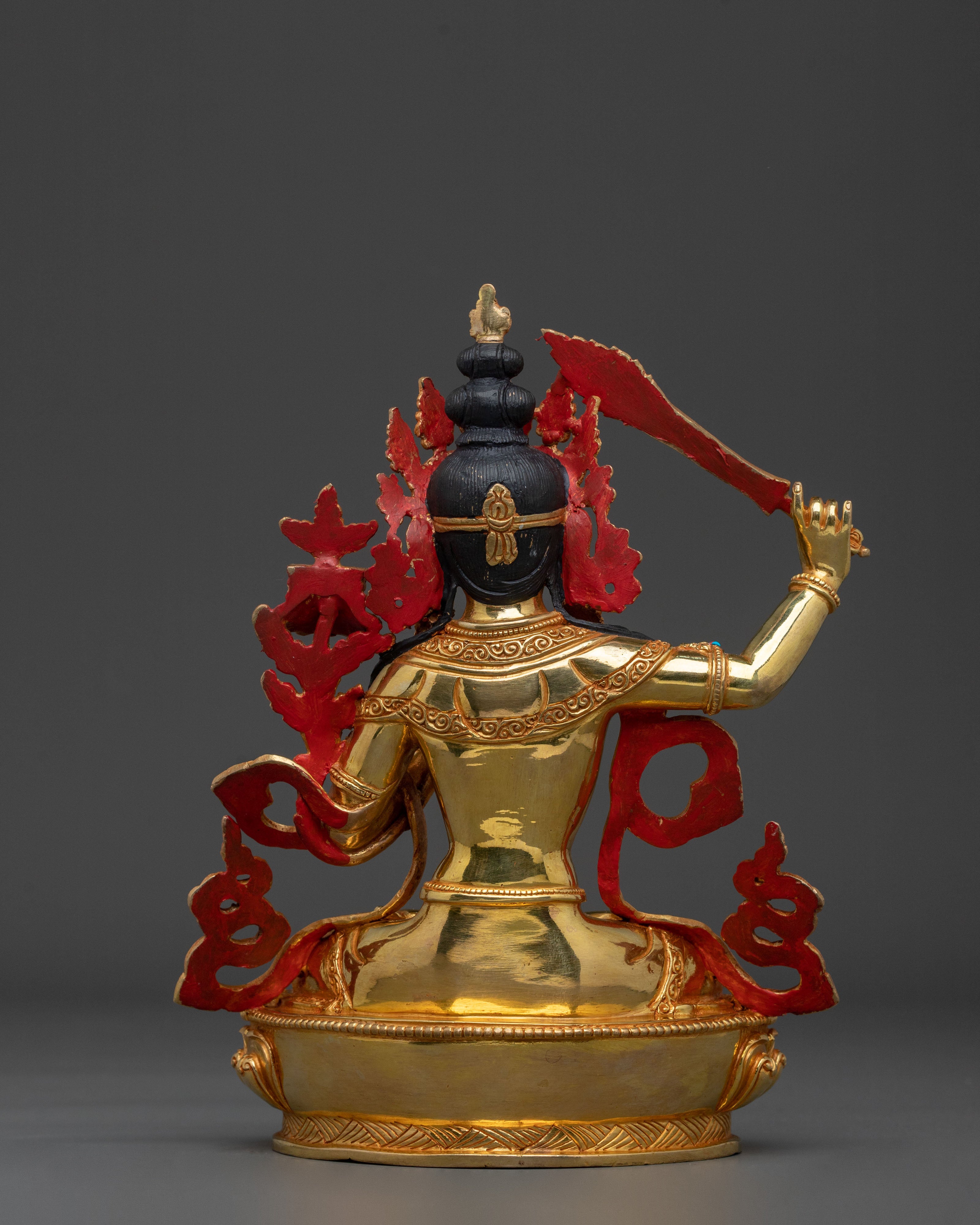 manjughoṣa sacred sculpture with 24K Gold Gilding
