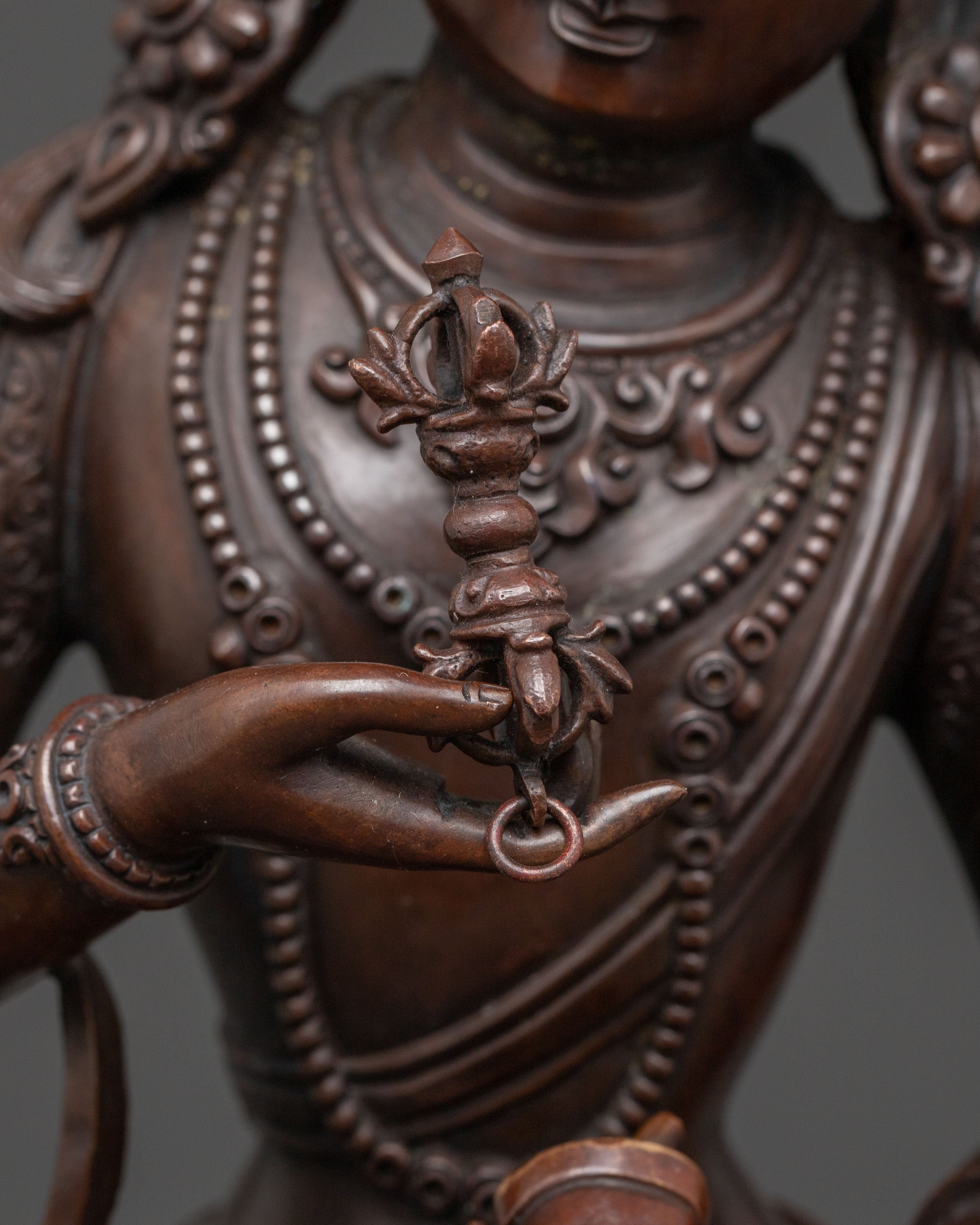 Divine Vajrasattva Sculpture – Oxidized Copper Masterpiece