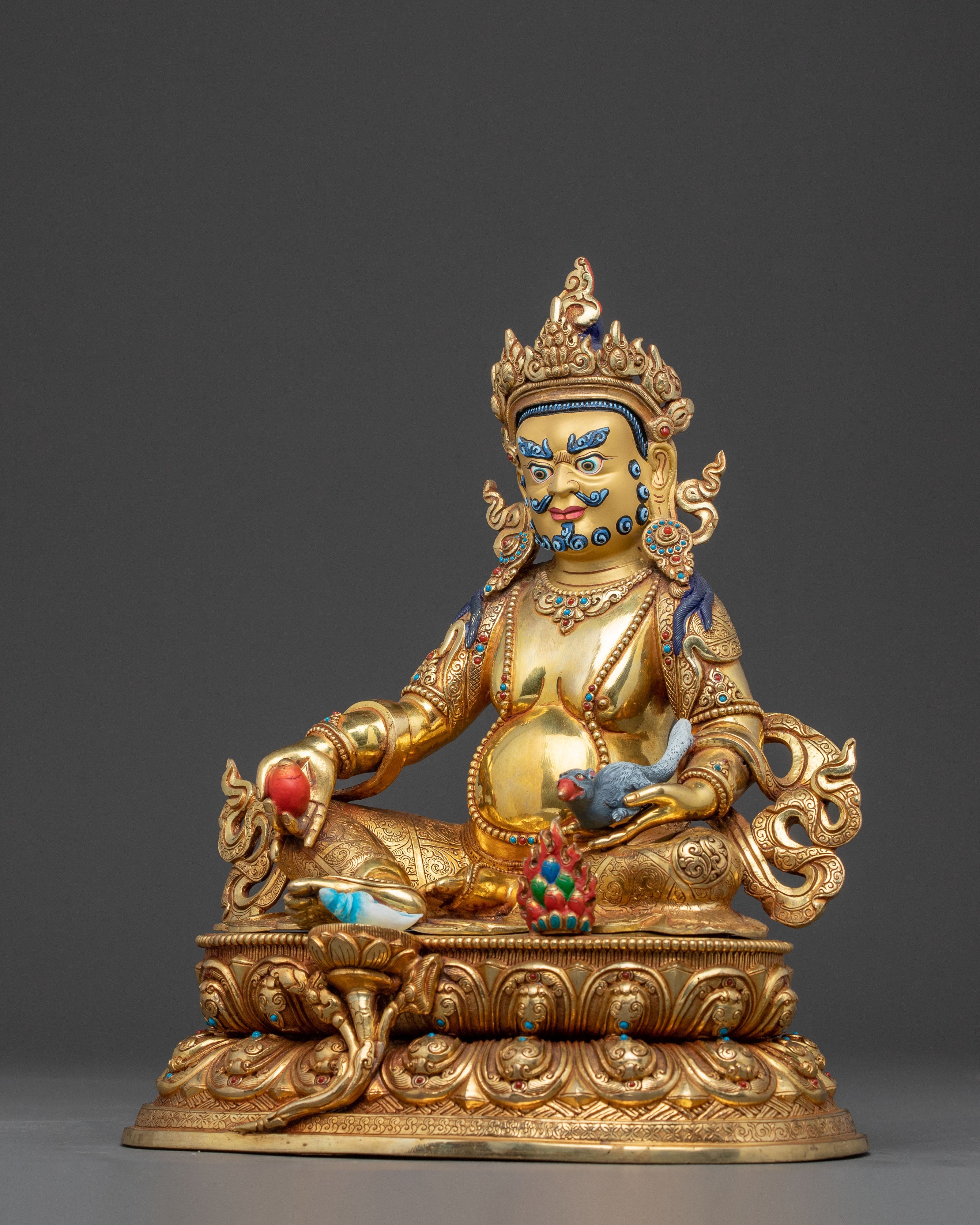 Handcrafted Dzambhala Golden Statue | Buddhist God of Wealth