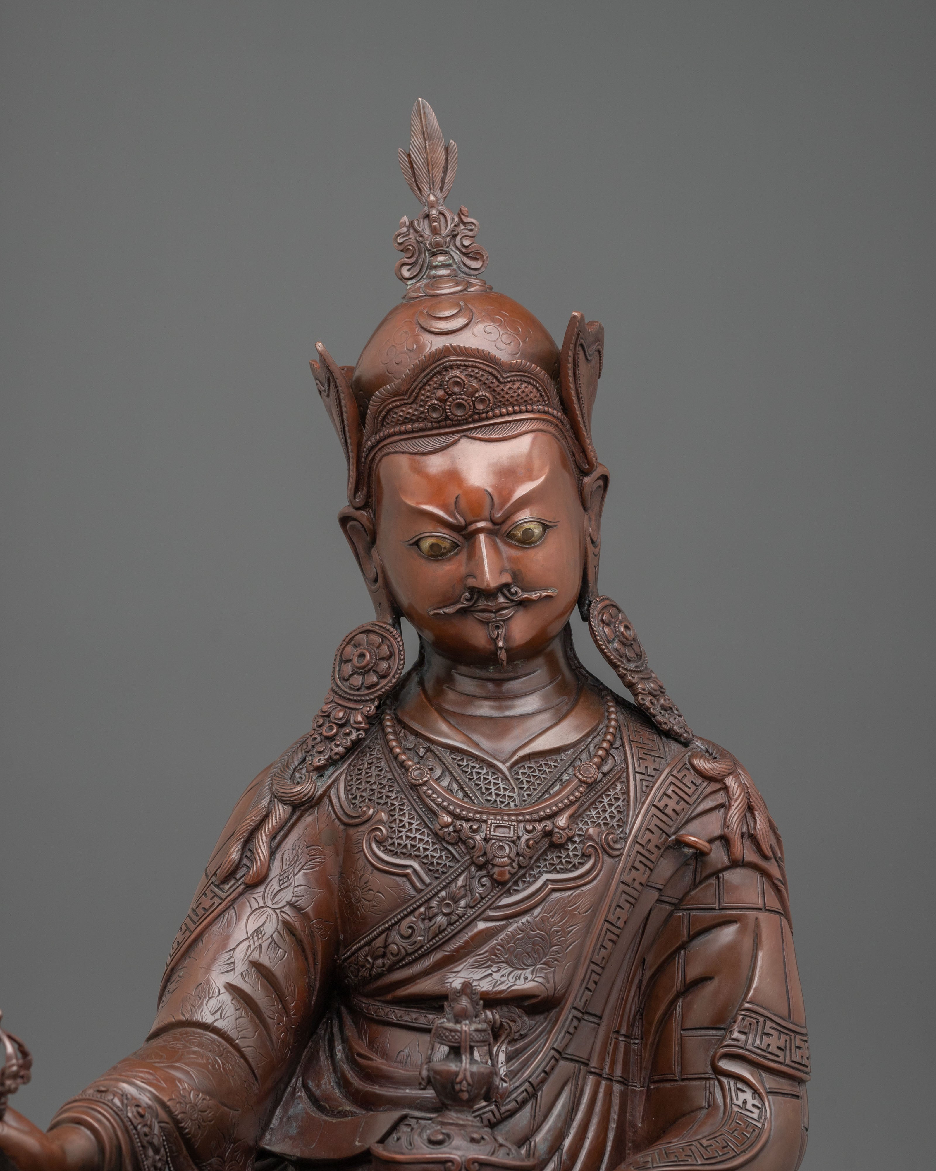Tibetan Guru Rinpoche Oxidized Sculpture | Symbol of Wisdom Protection and Blessings