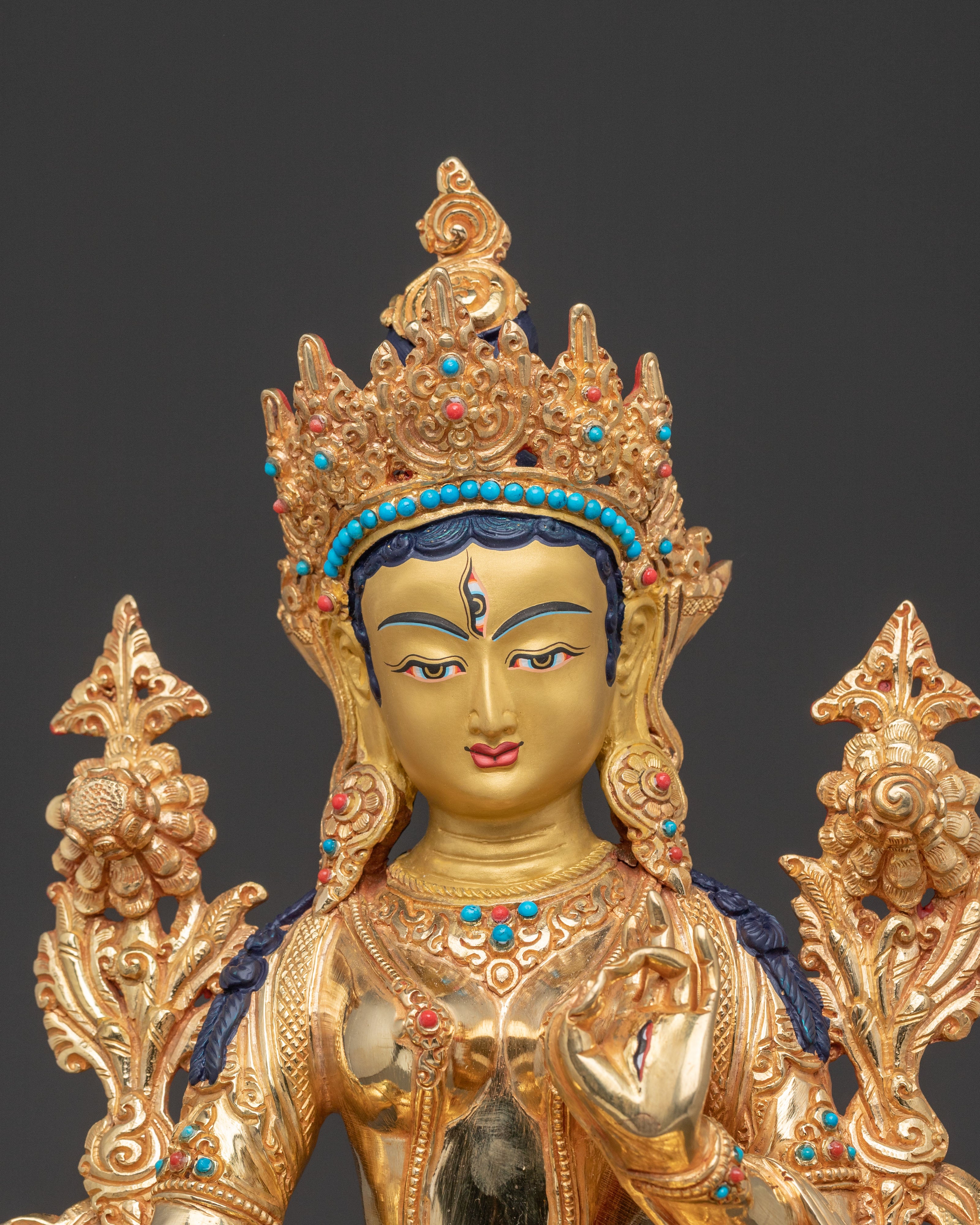 White Tara Healing Deity Sculpture: Handcrafted Serenity