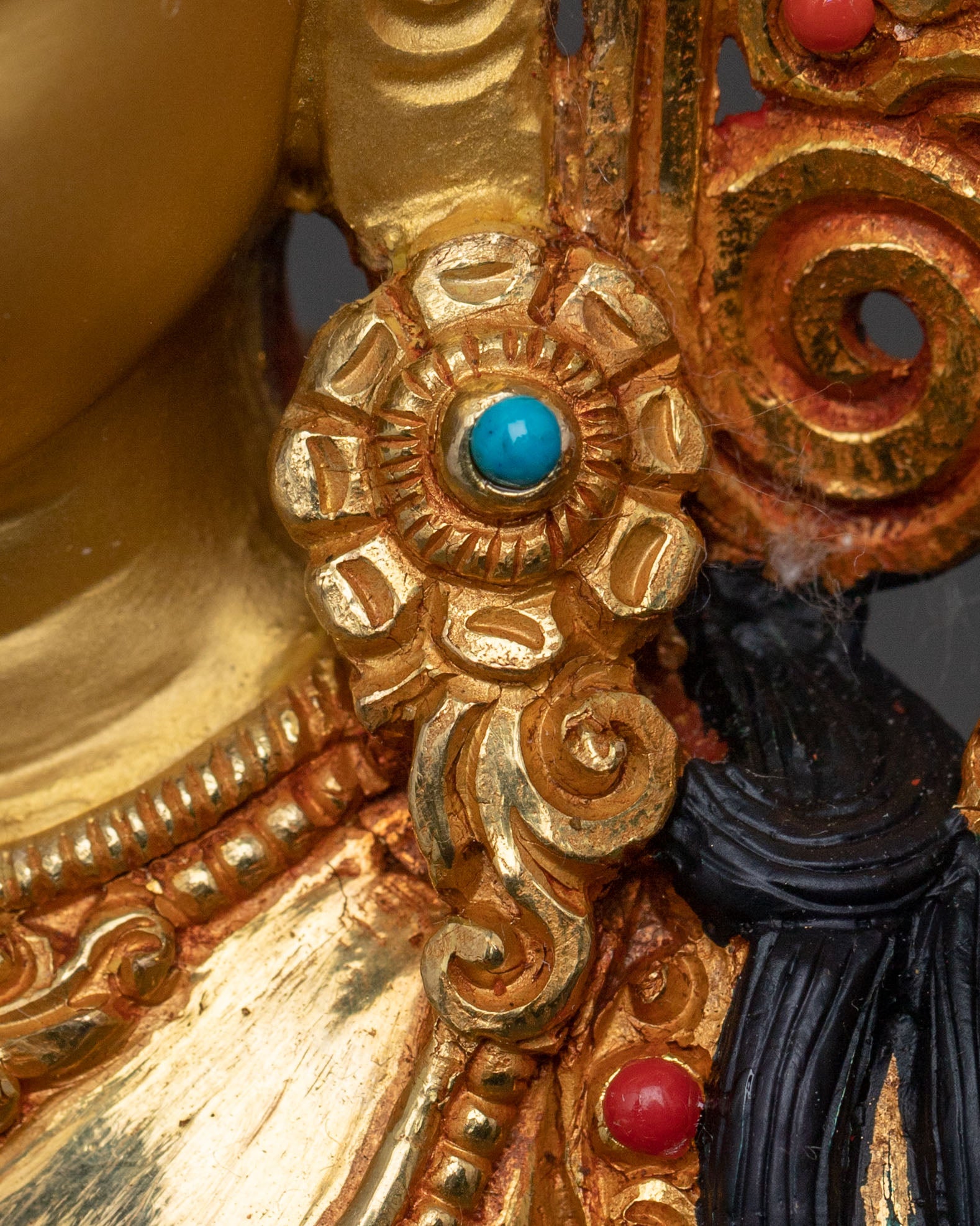Green Tara Goddess Icon | 24K Gold Gilded Statue